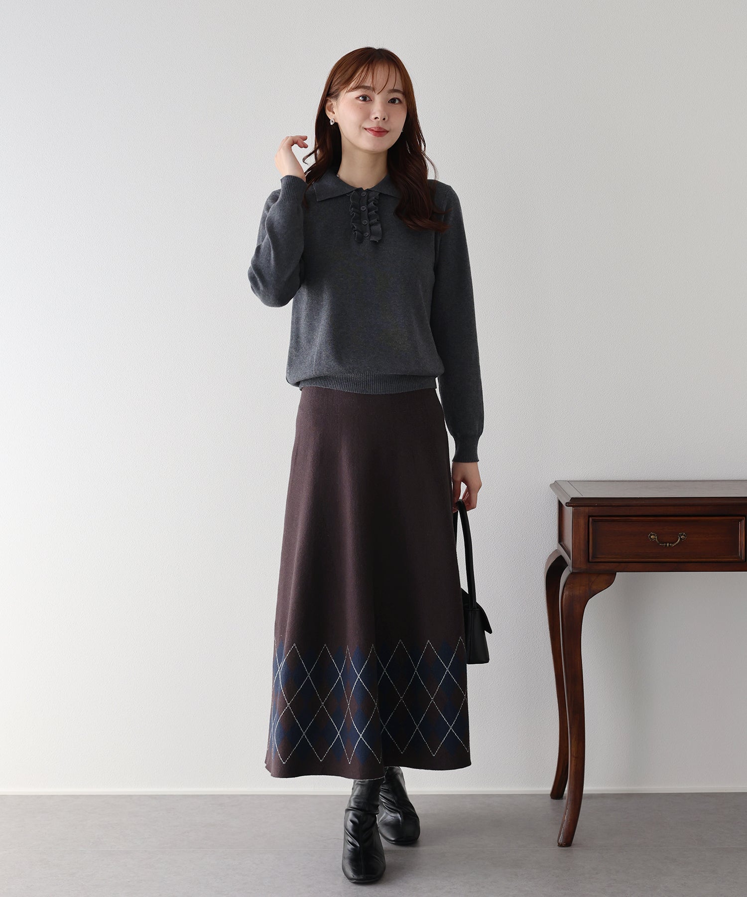 チェック柄ニットスカート