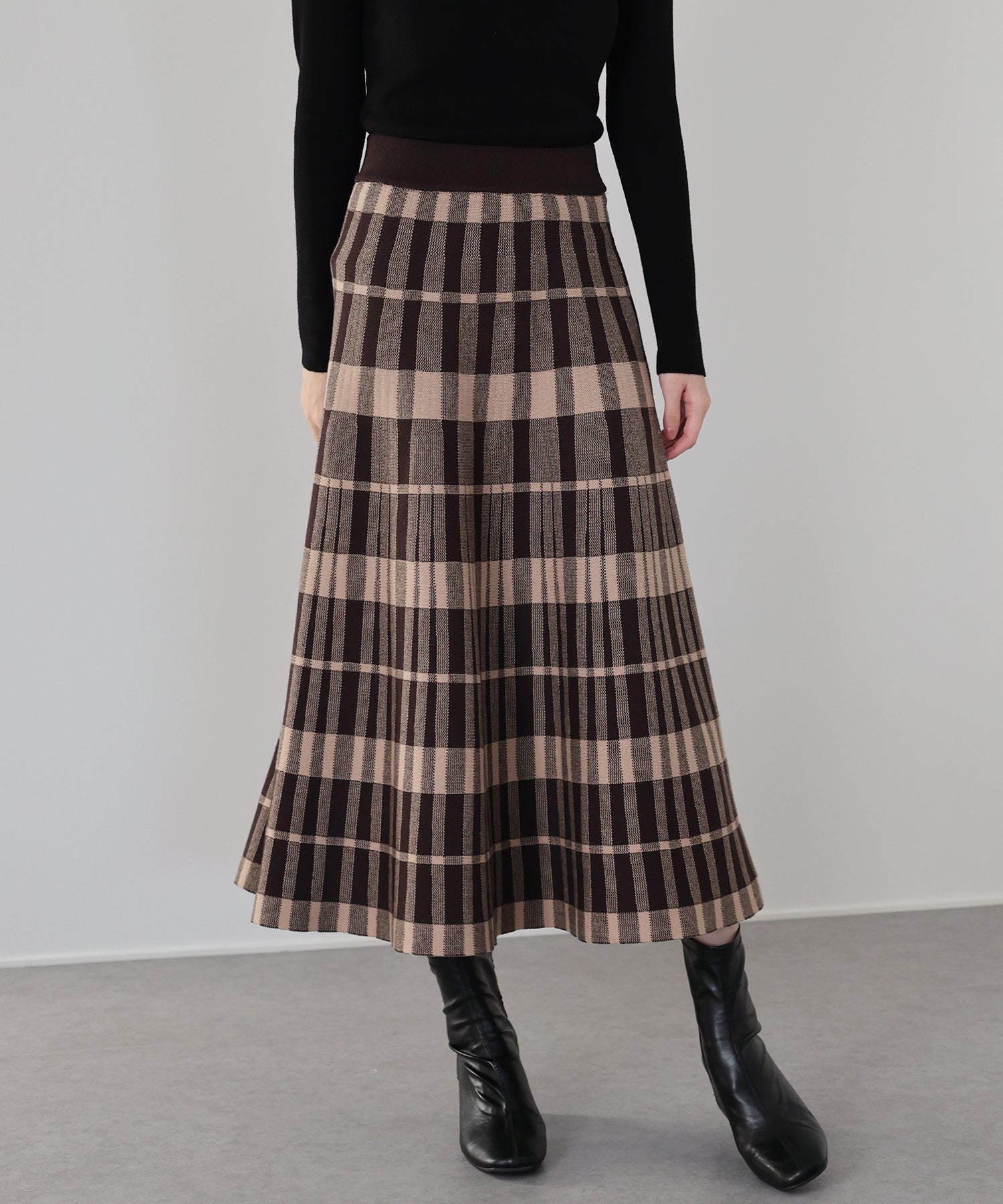 チェック柄ニットスカート