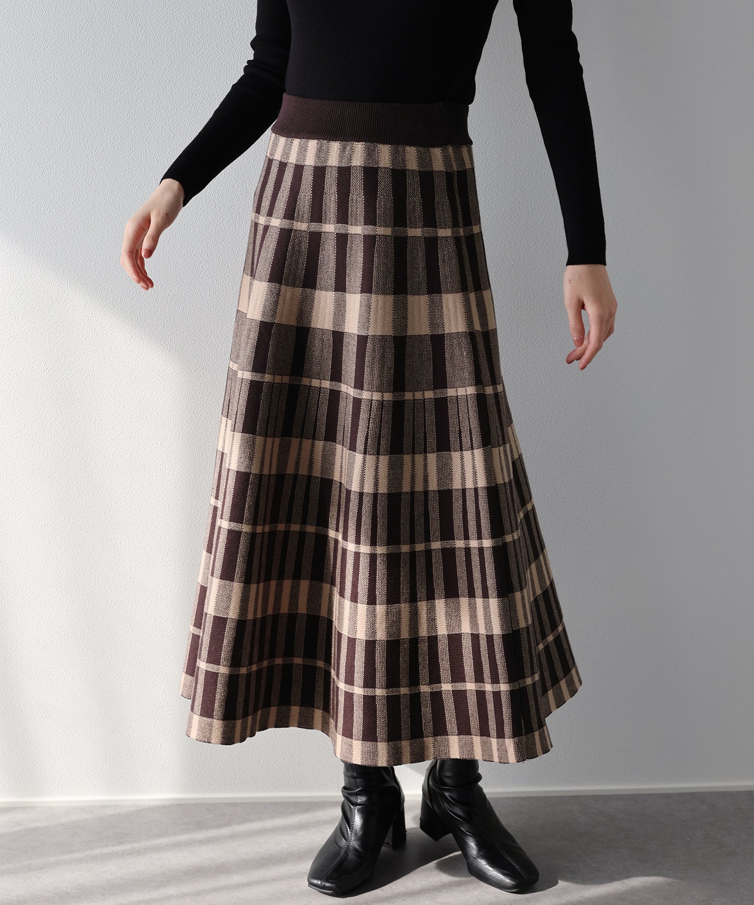 チェック柄ニットスカート