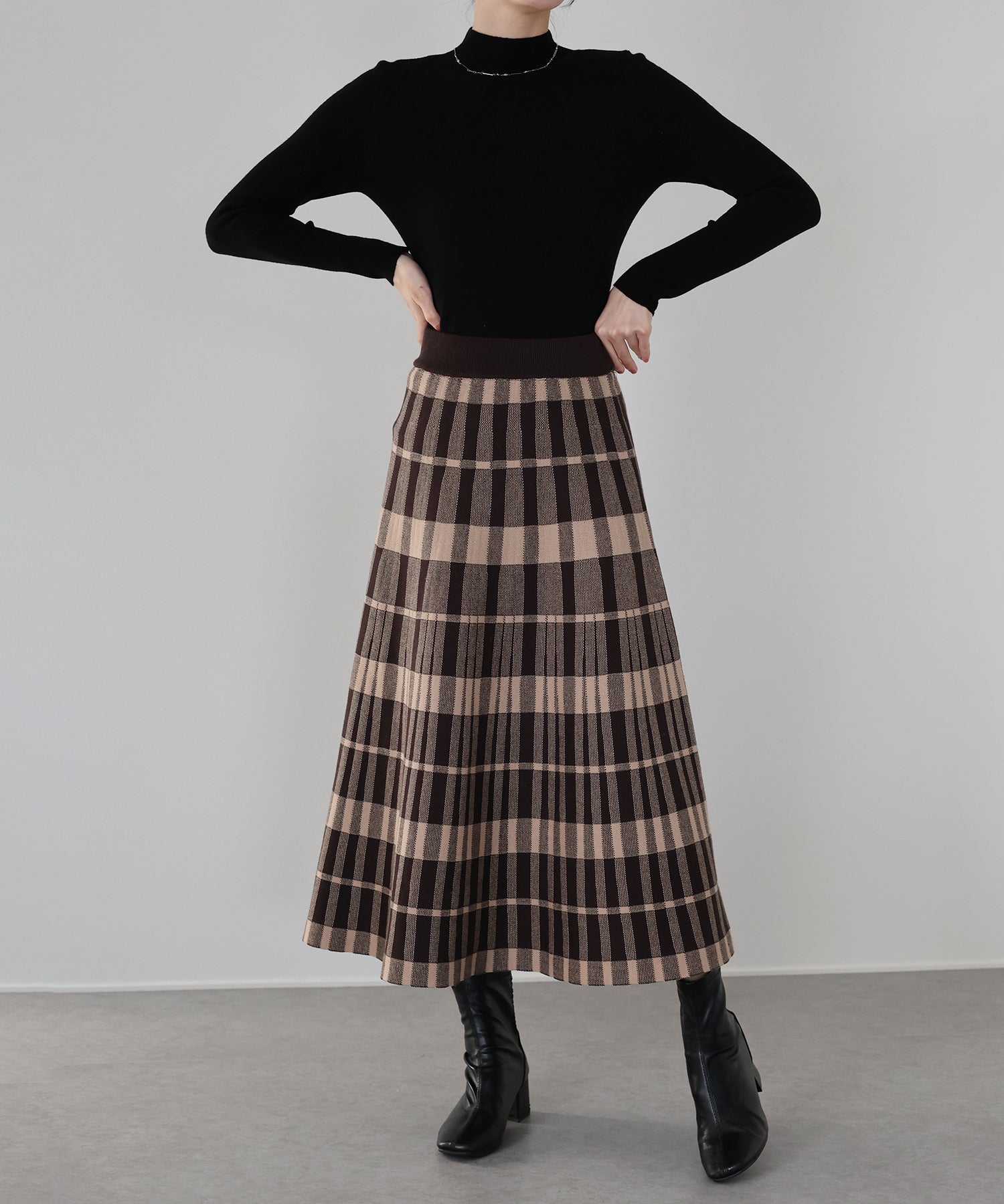チェック柄ニットスカート