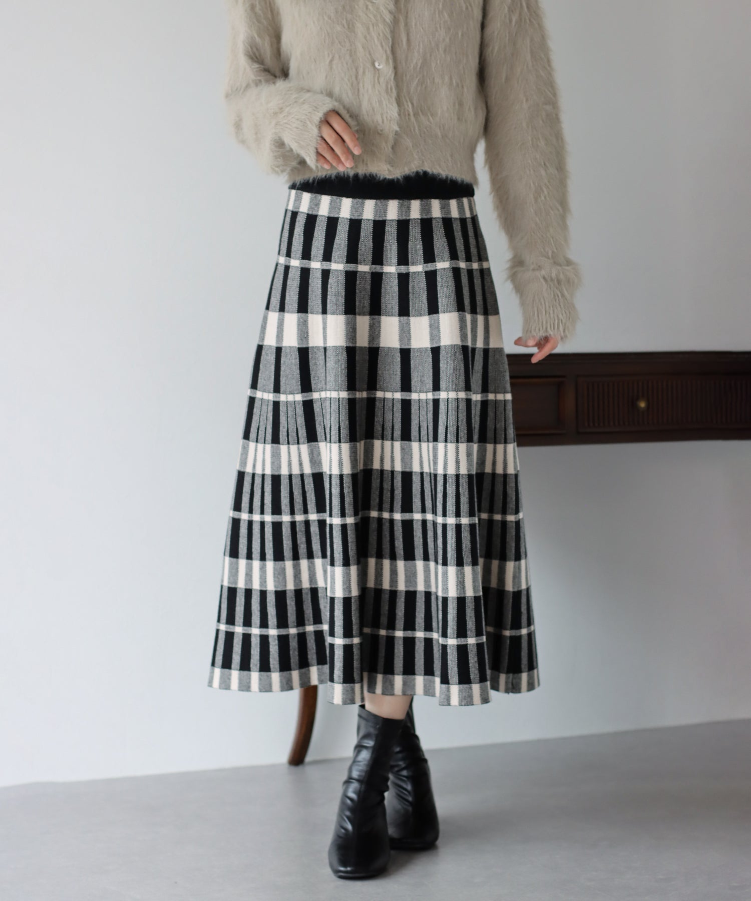 チェック柄ニットスカート