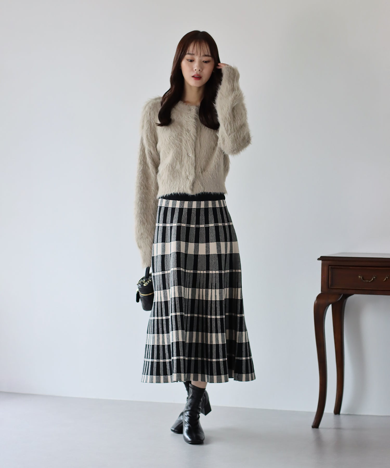 チェック柄ニットスカート