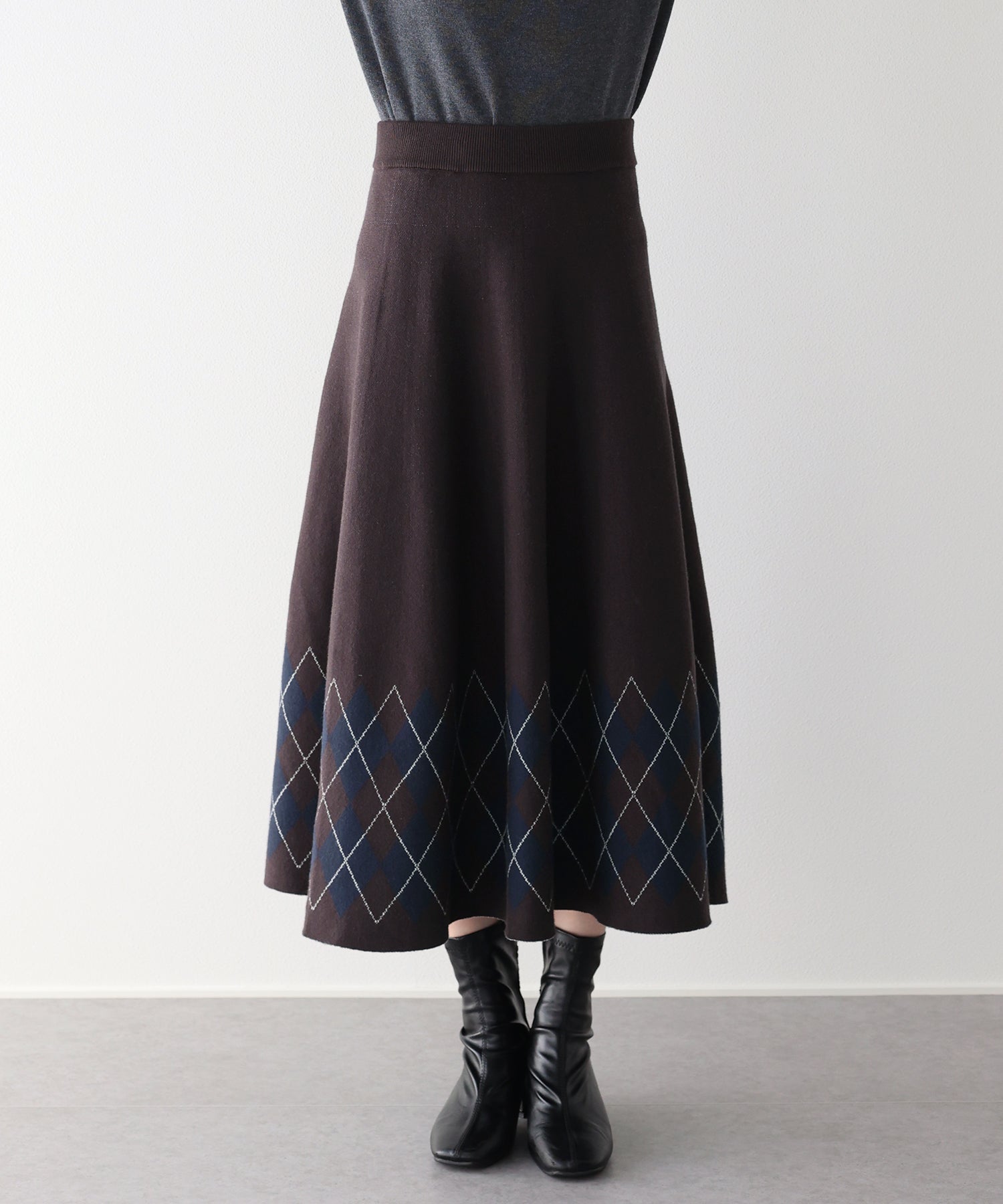 チェック柄ニットスカート