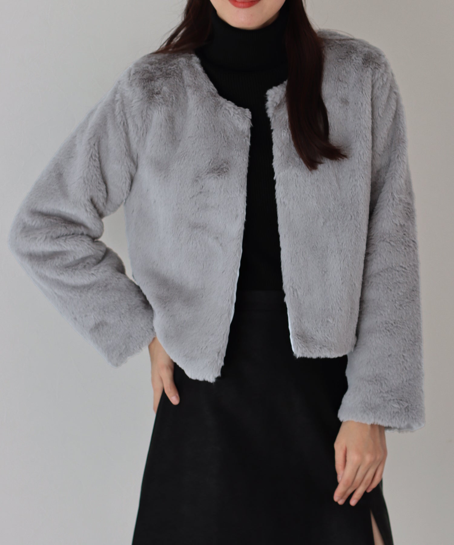 【SALE】ノーカラーファーブルゾン