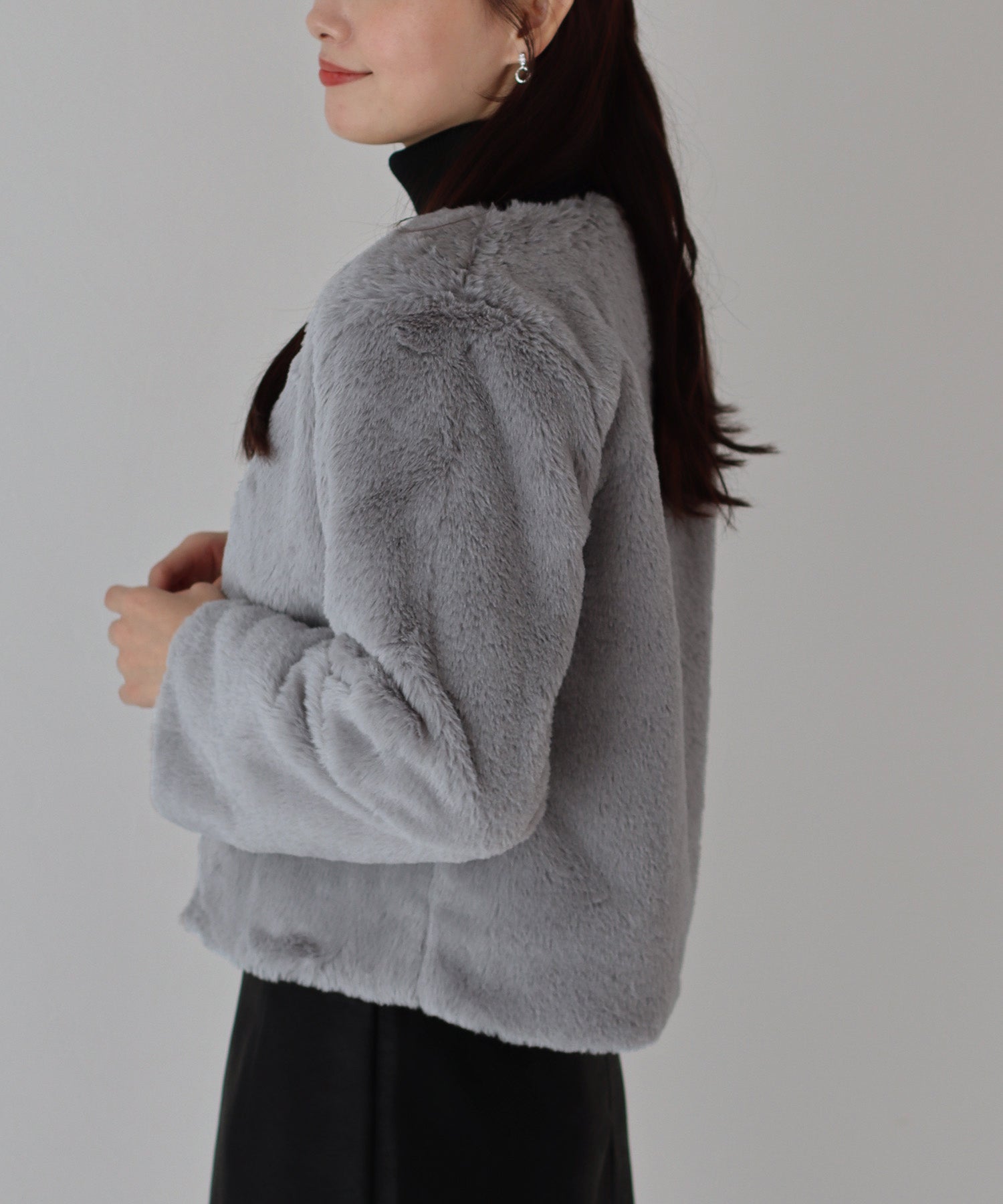 【SALE】ノーカラーファーブルゾン