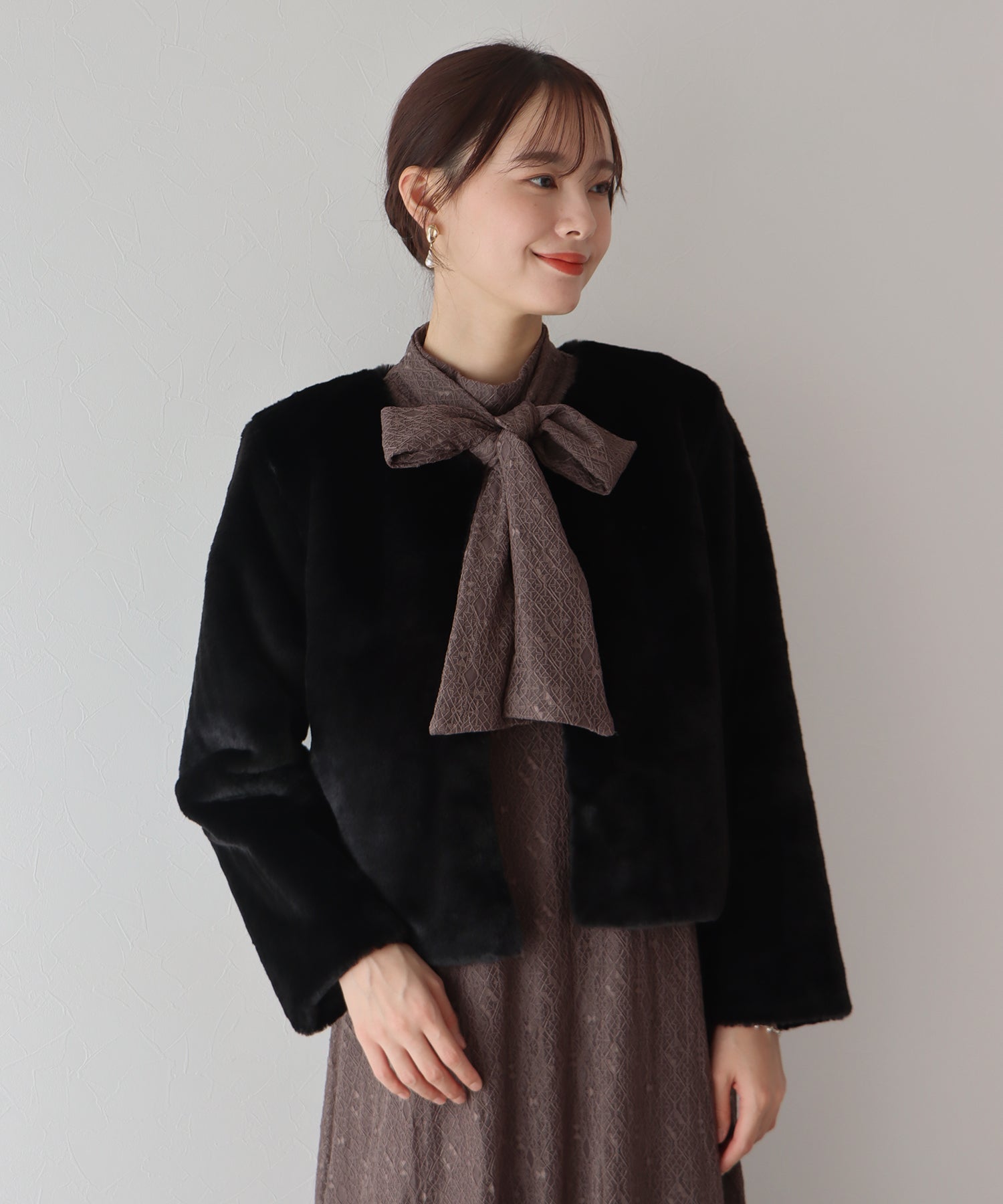 【SALE】ノーカラーファーブルゾン