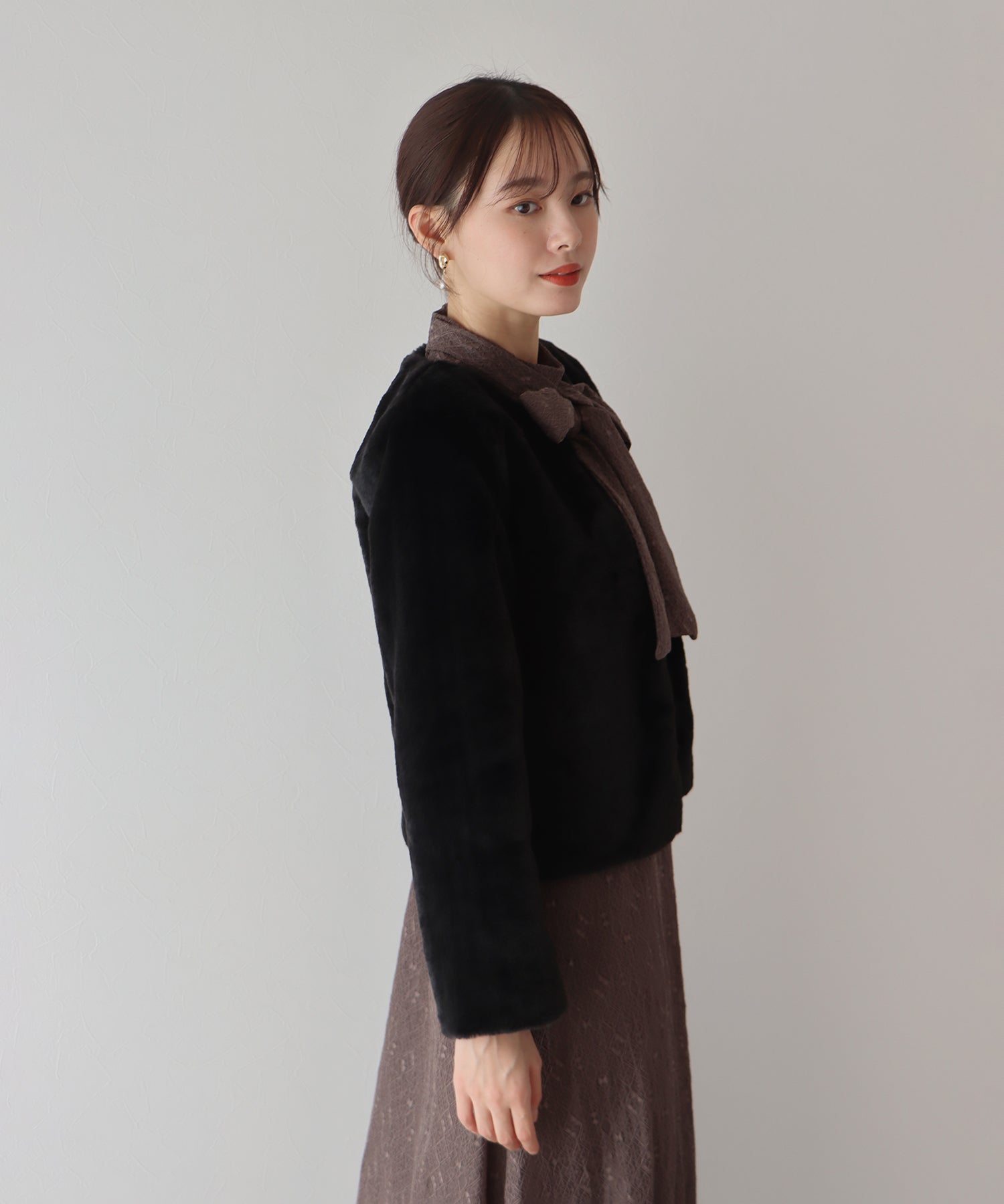 【SALE】ノーカラーファーブルゾン