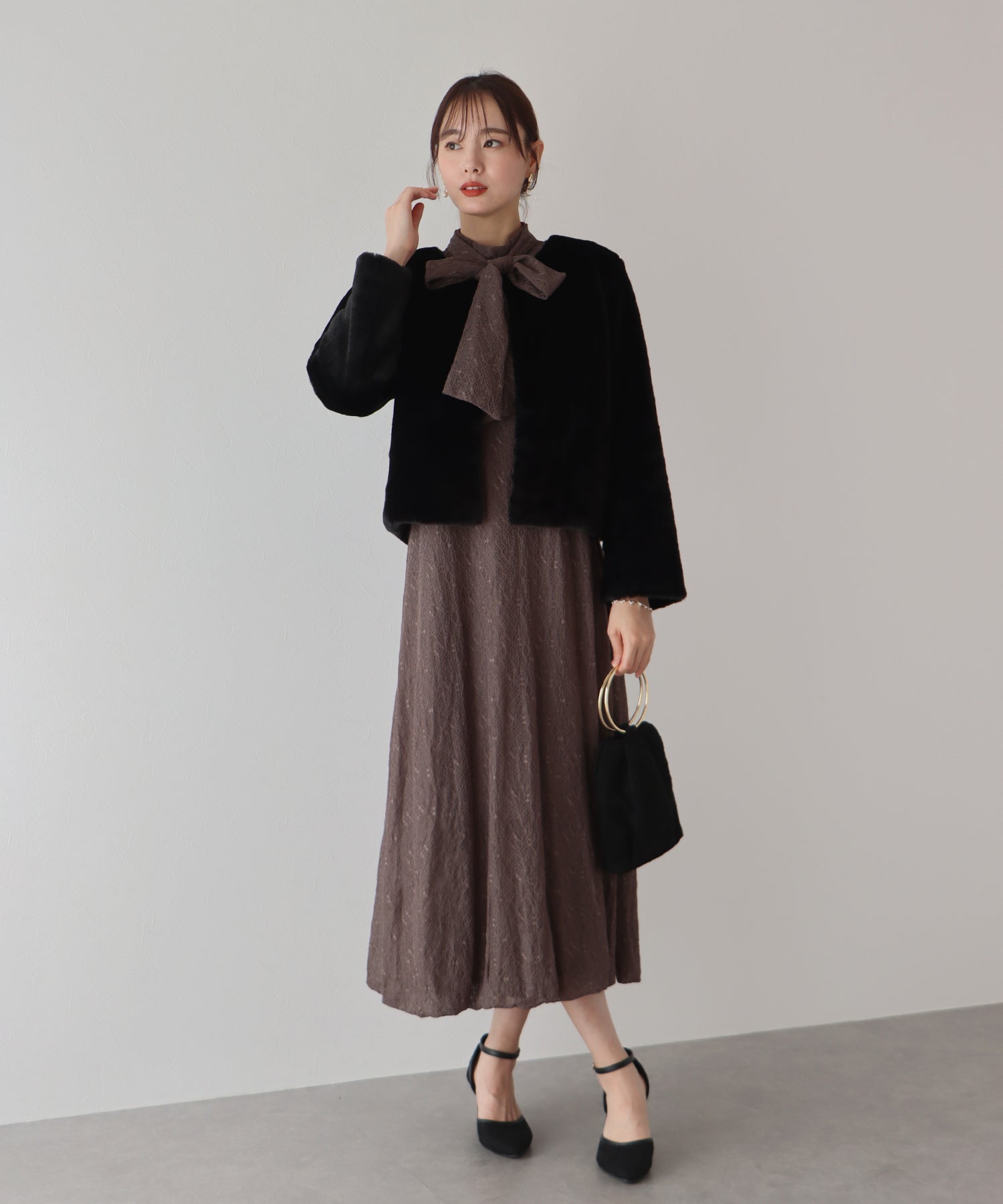 【SALE】ノーカラーファーブルゾン