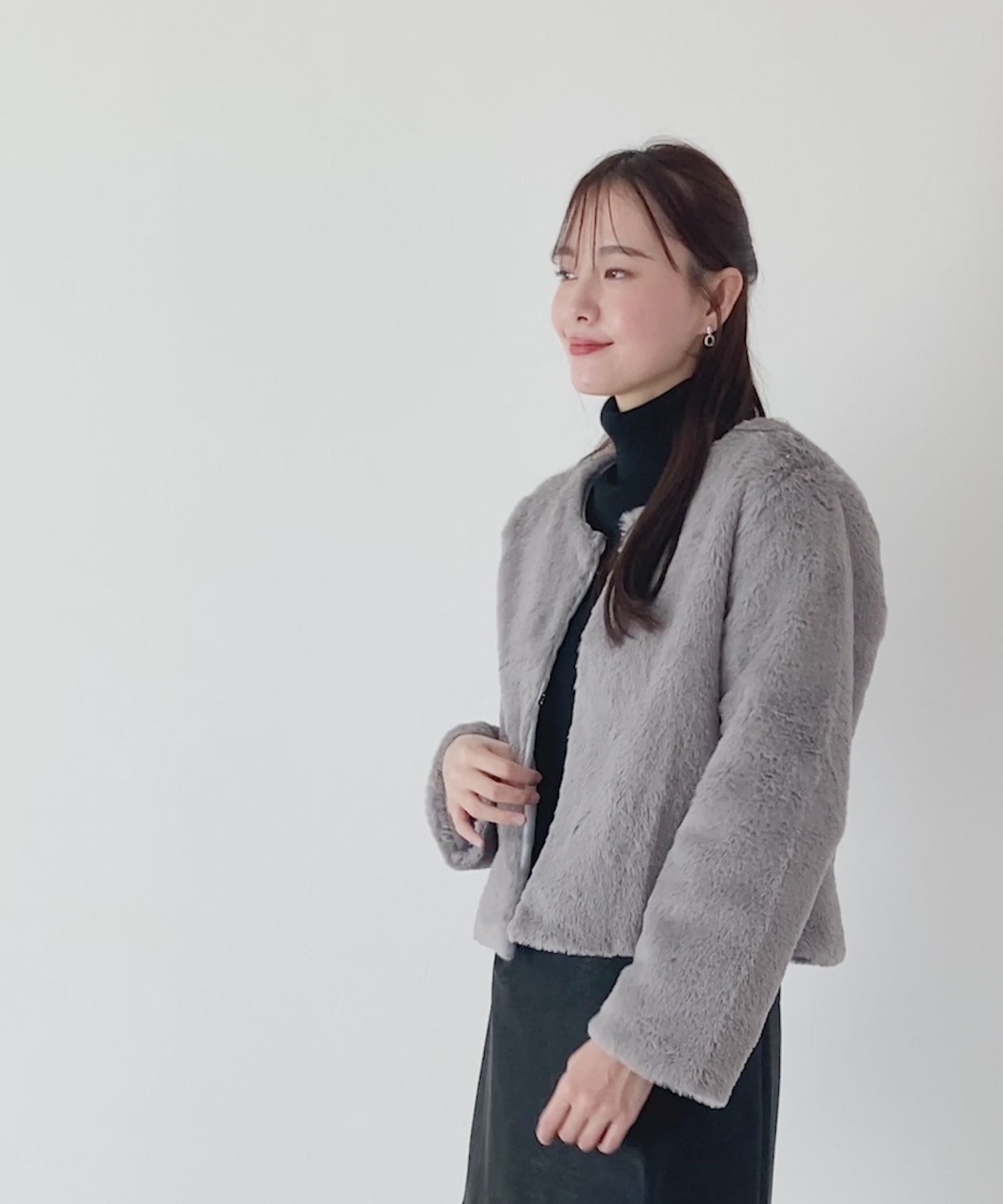 【SALE】ノーカラーファーブルゾン