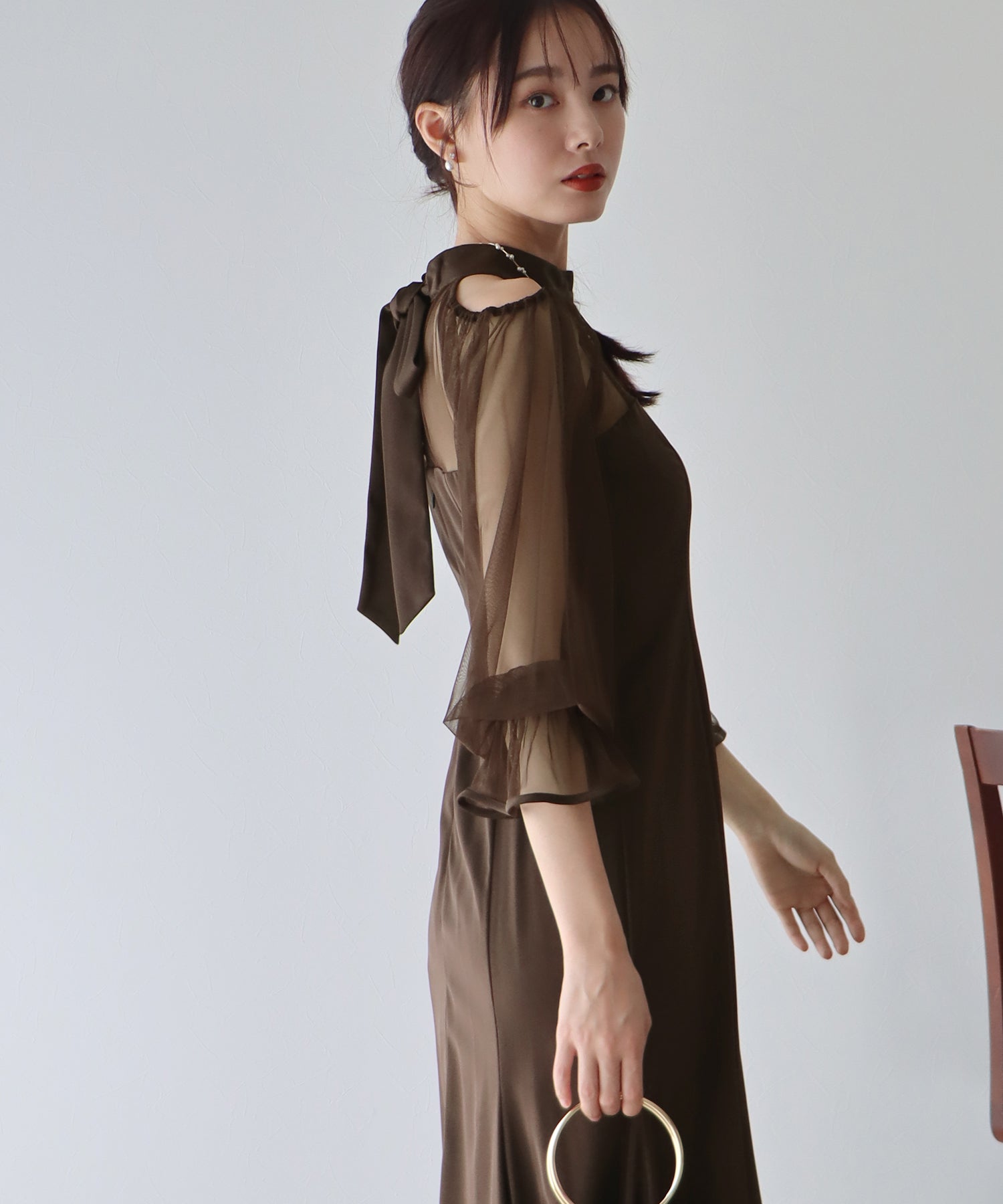 【TIME SALE】カットアウトチュールマーメイドパーティードレス