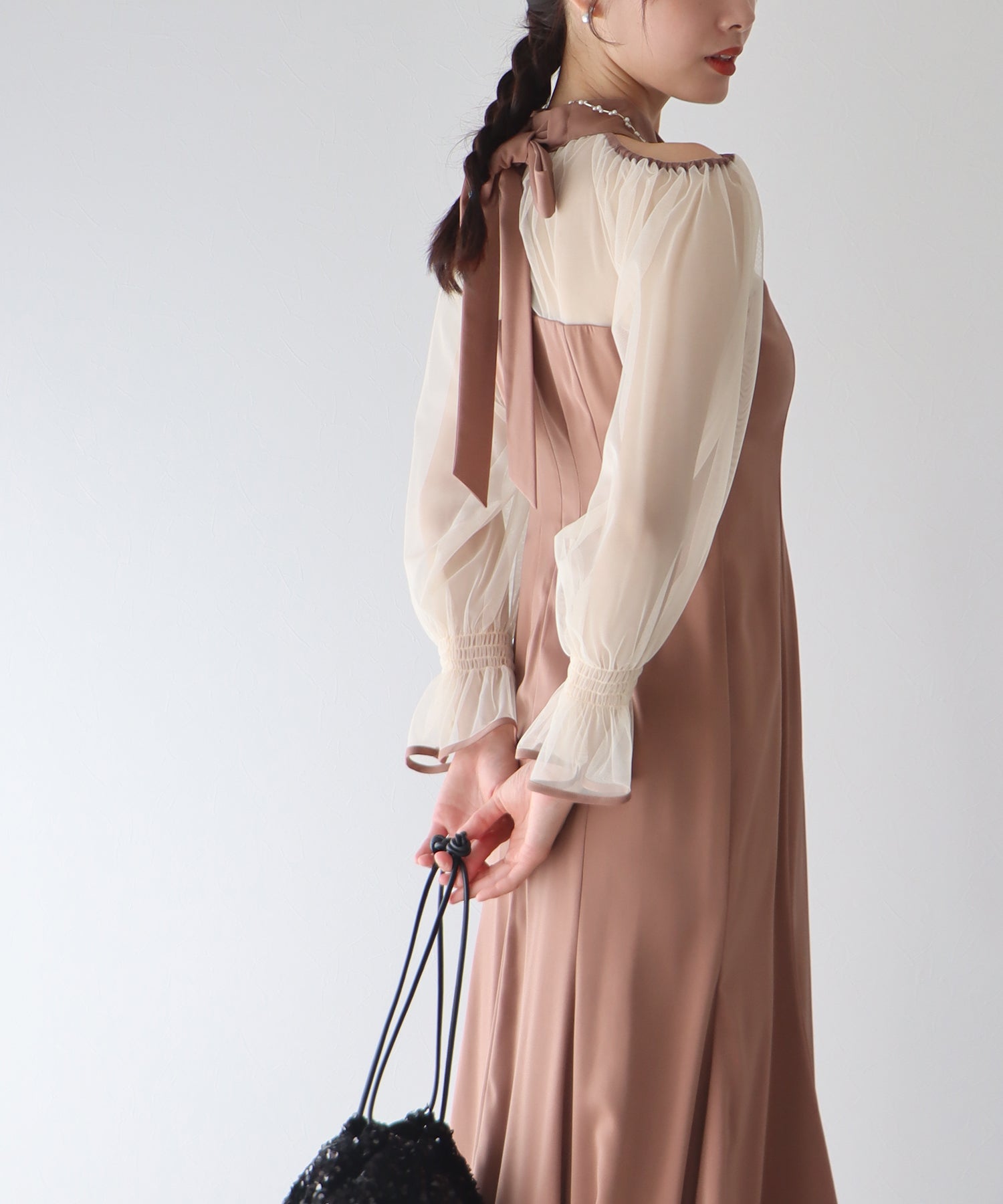 【TIME SALE】カットアウトチュールマーメイドパーティードレス