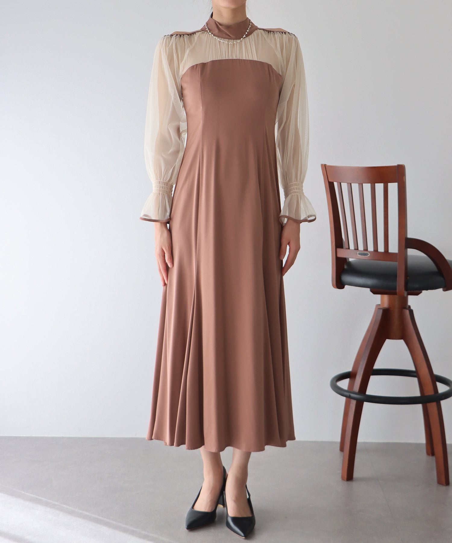 【TIME SALE】カットアウトチュールマーメイドパーティードレス