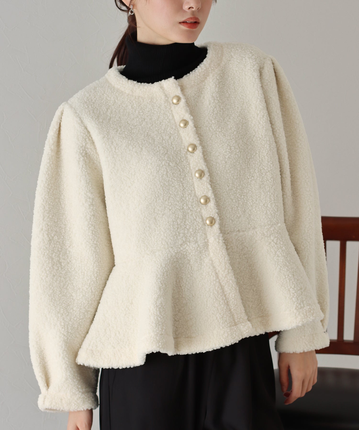 【SALE】もこもこペプラムコート