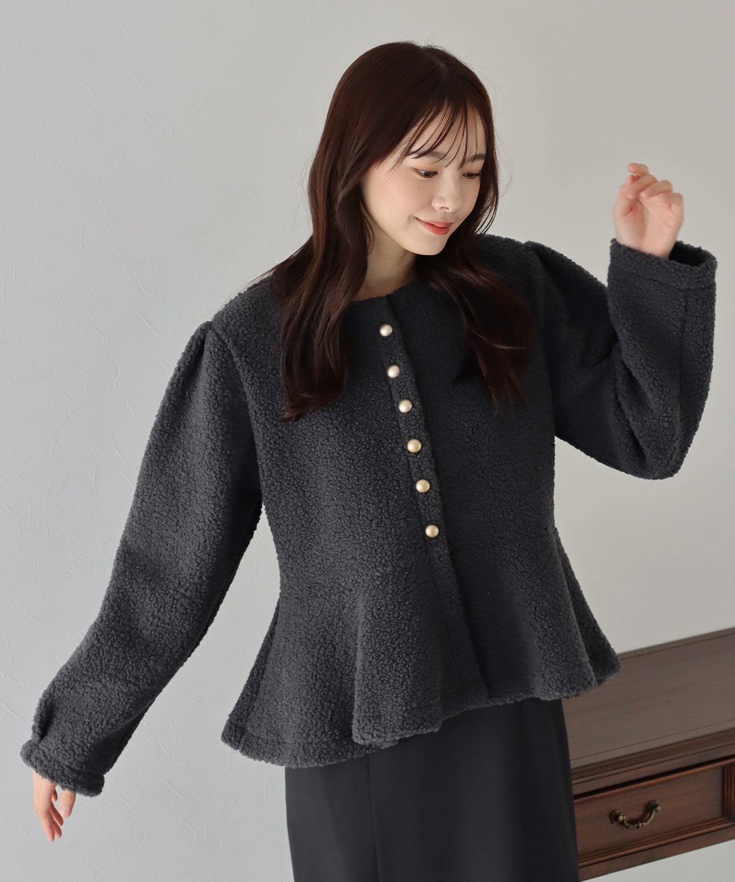 【SALE】もこもこペプラムコート