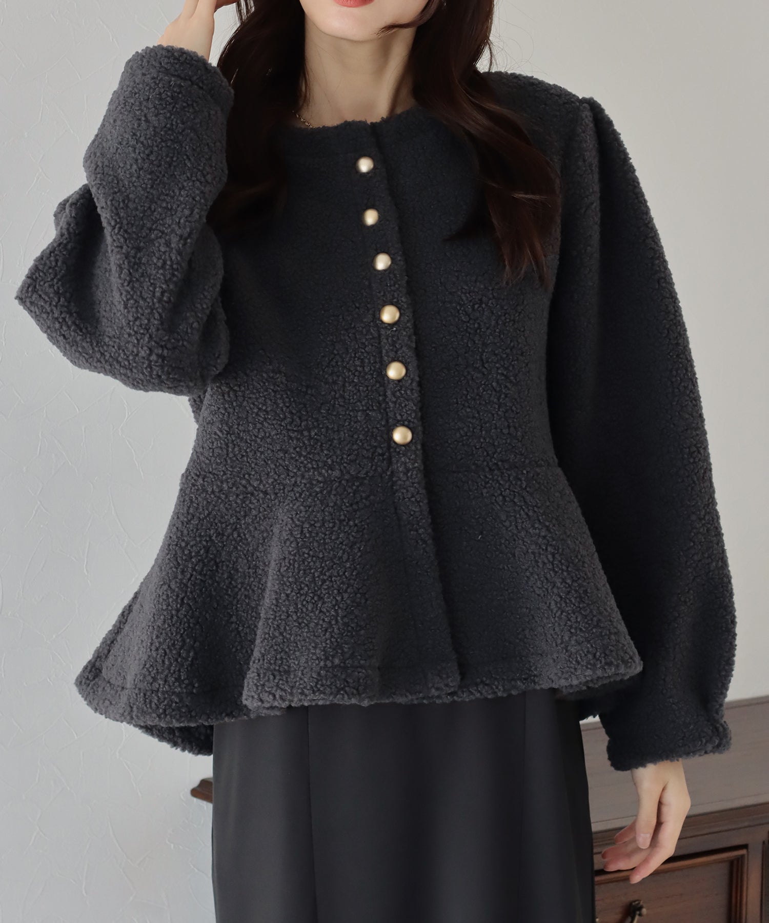 【SALE】もこもこペプラムコート