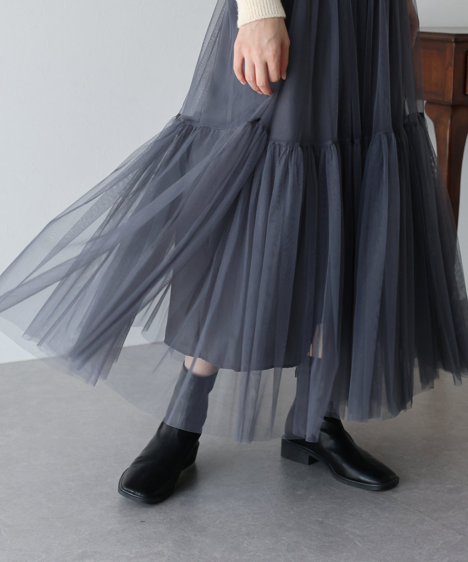 【SALE】チュールティアードスカート