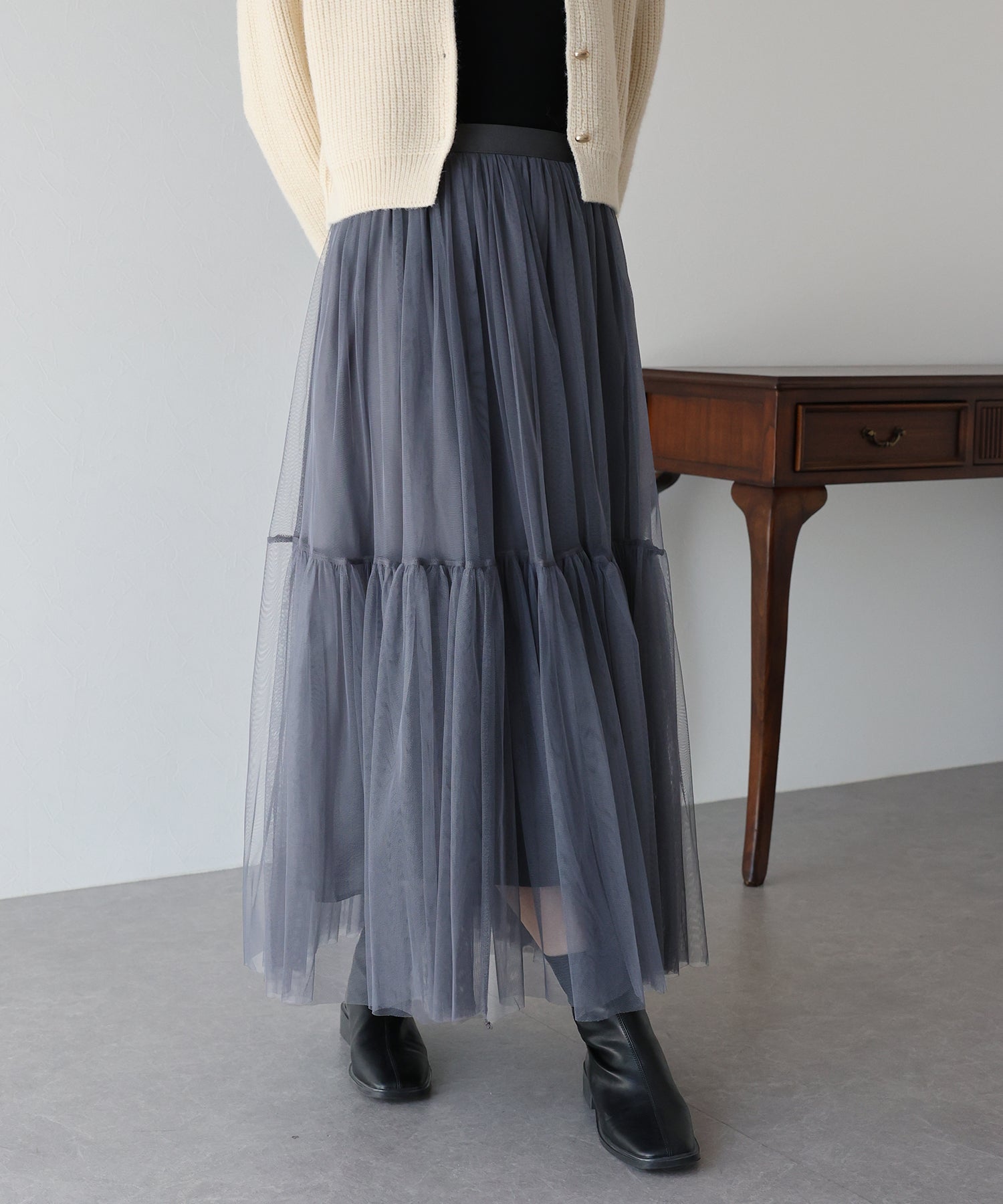 【SALE】チュールティアードスカート
