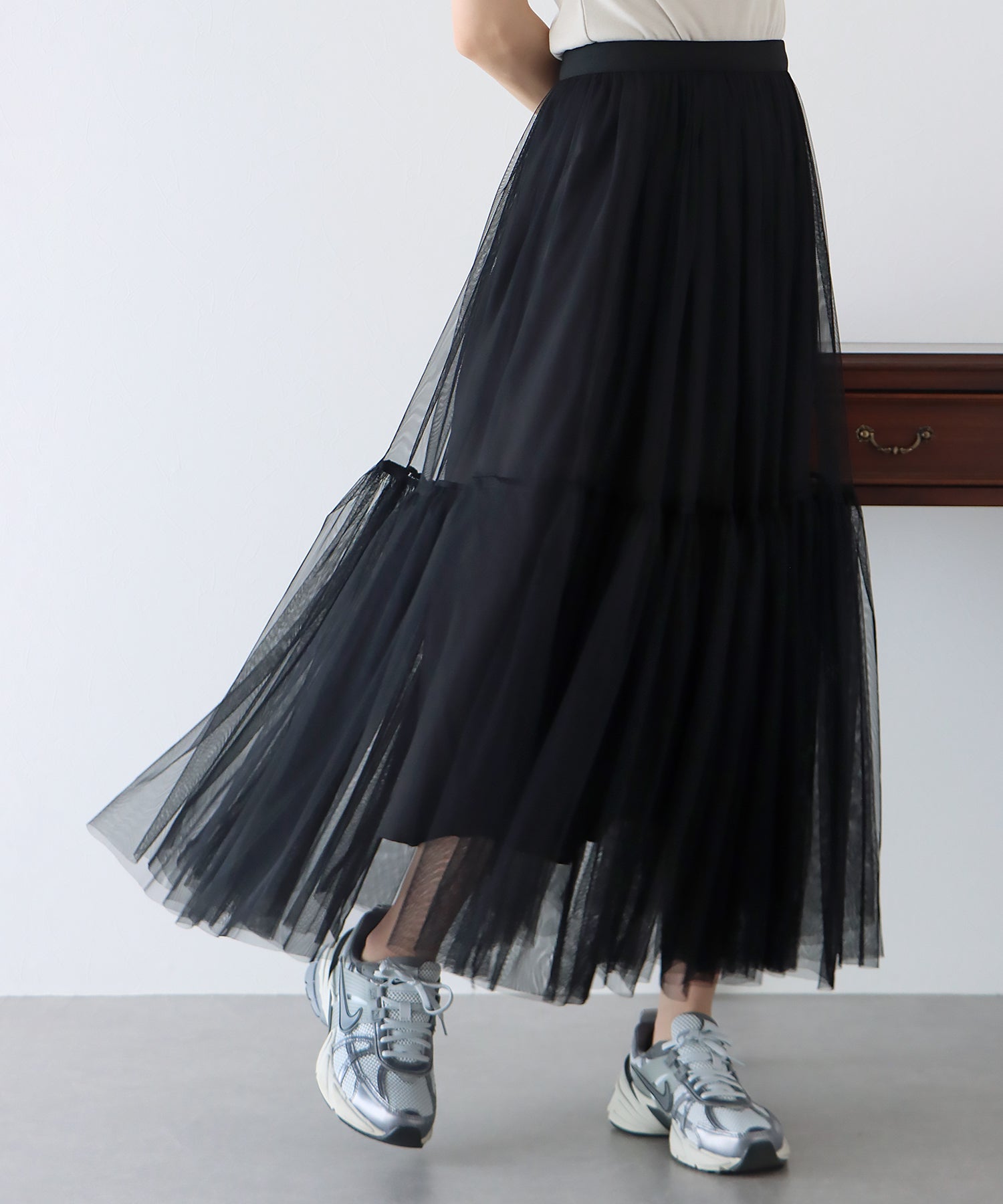 【SALE】チュールティアードスカート