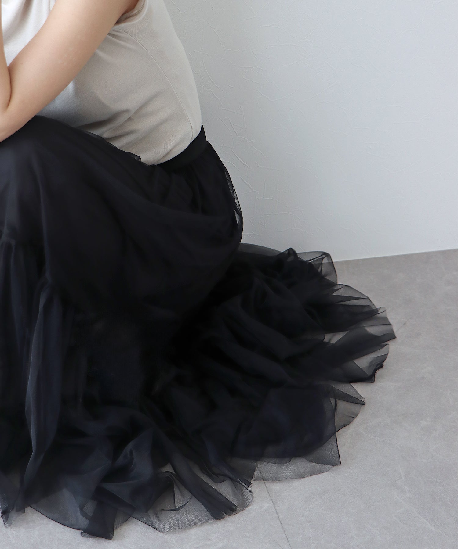 【SALE】チュールティアードスカート