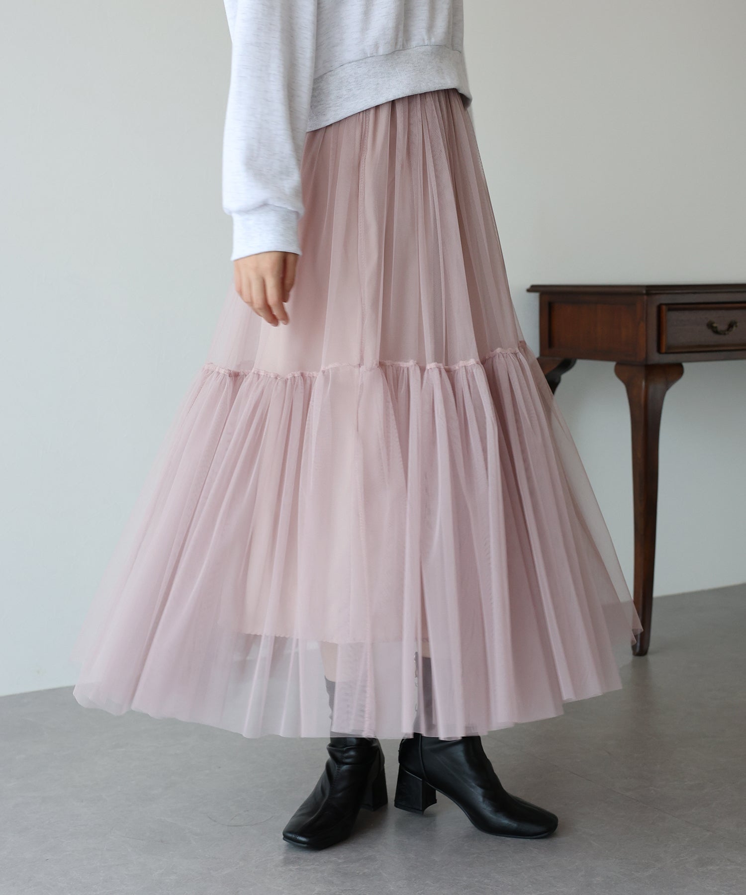【SALE】チュールティアードスカート