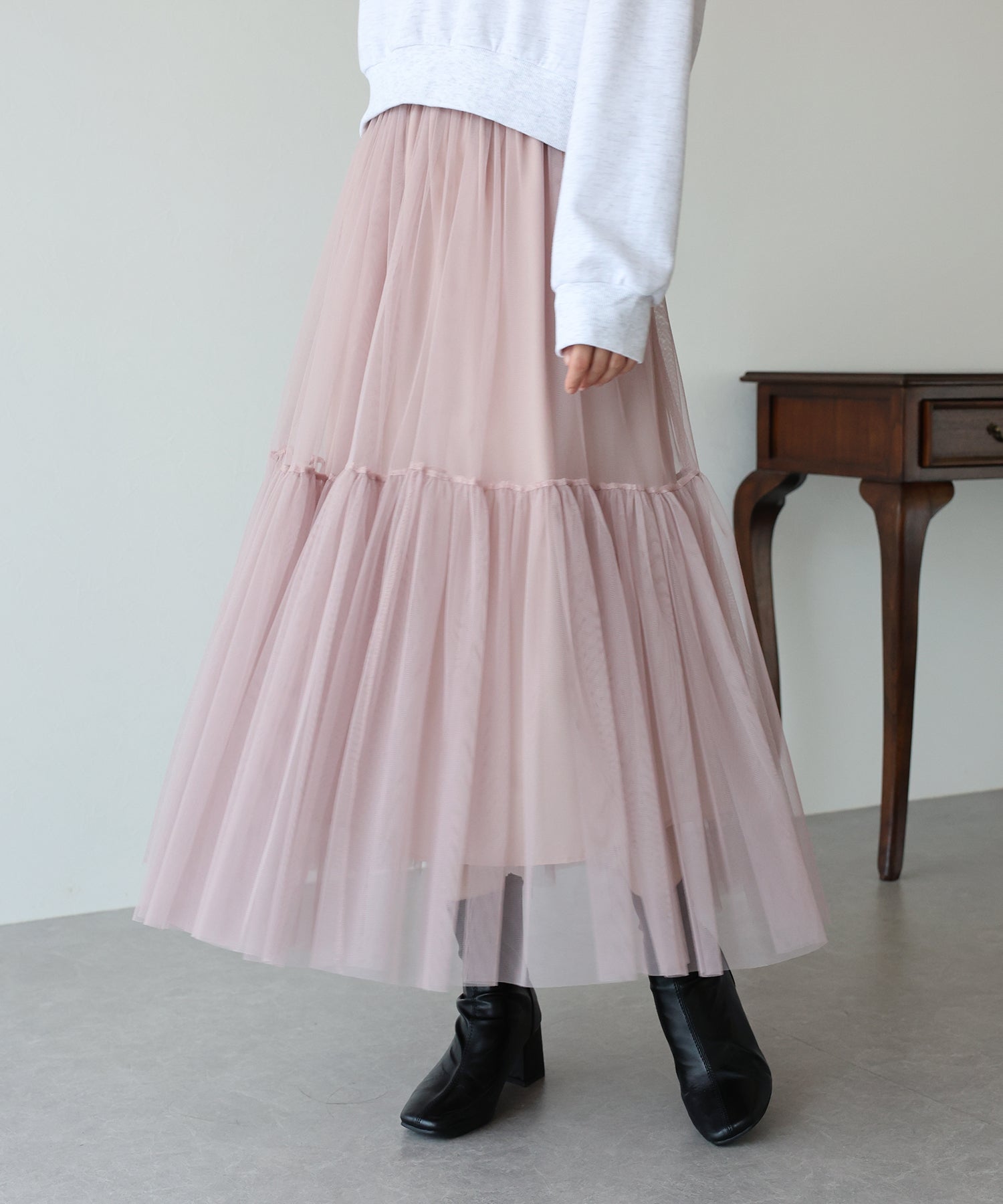 【SALE】チュールティアードスカート