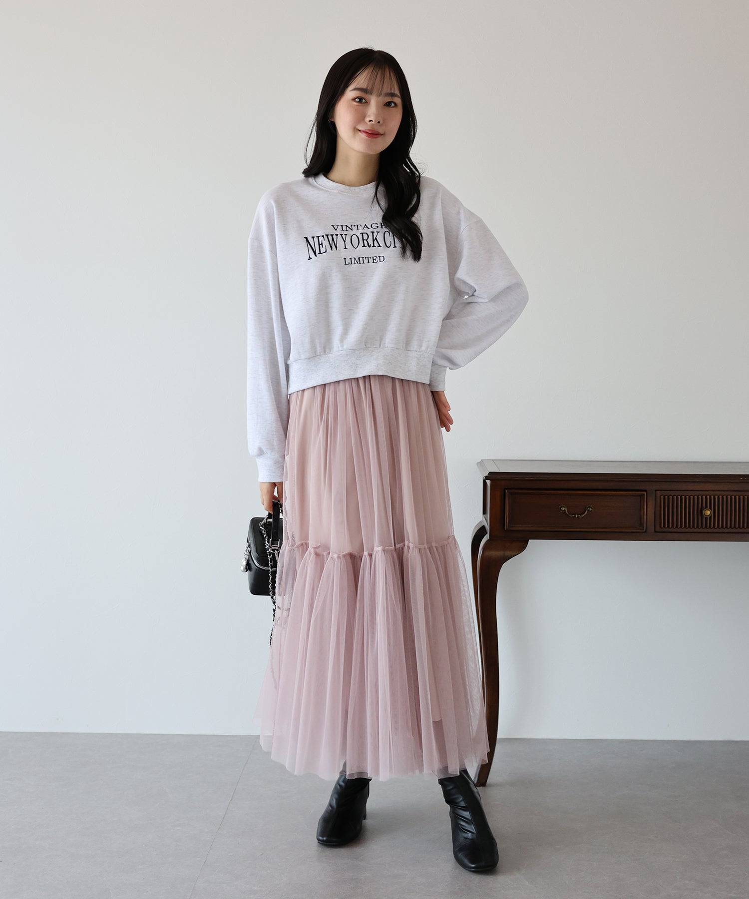 【SALE】チュールティアードスカート