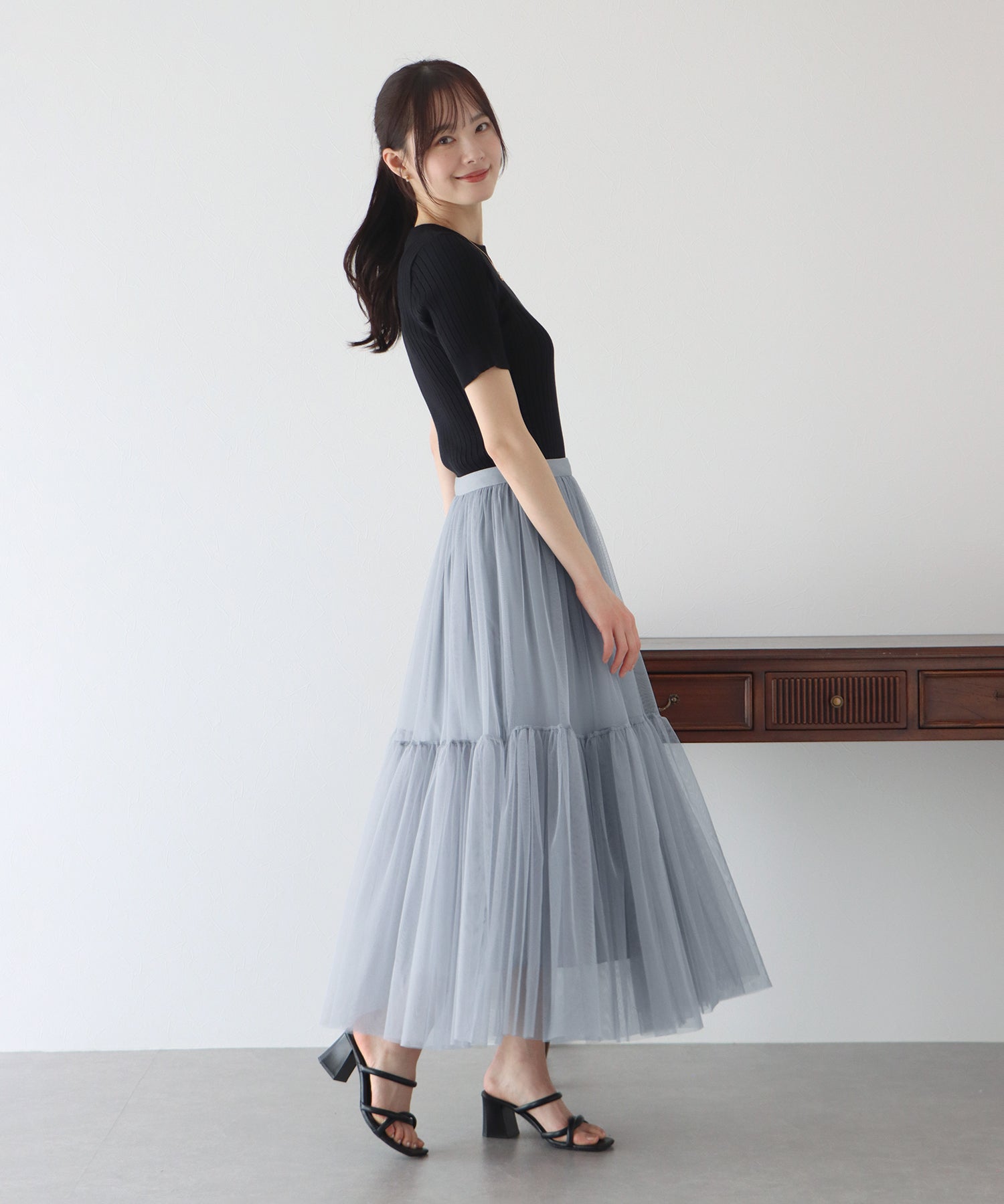 【SALE】チュールティアードスカート