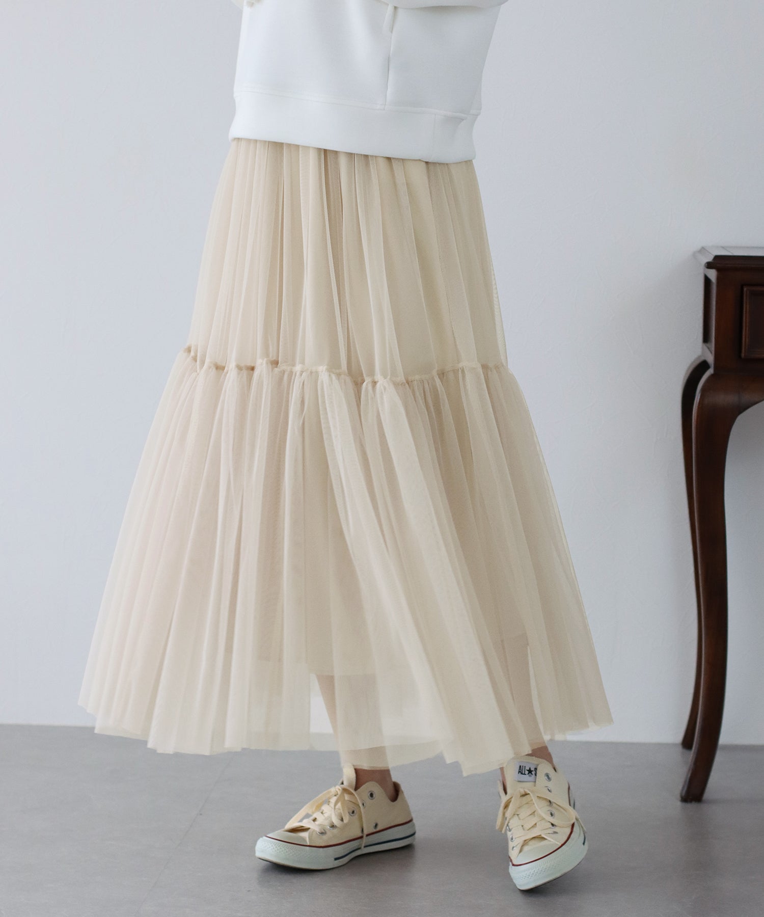 【SALE】チュールティアードスカート