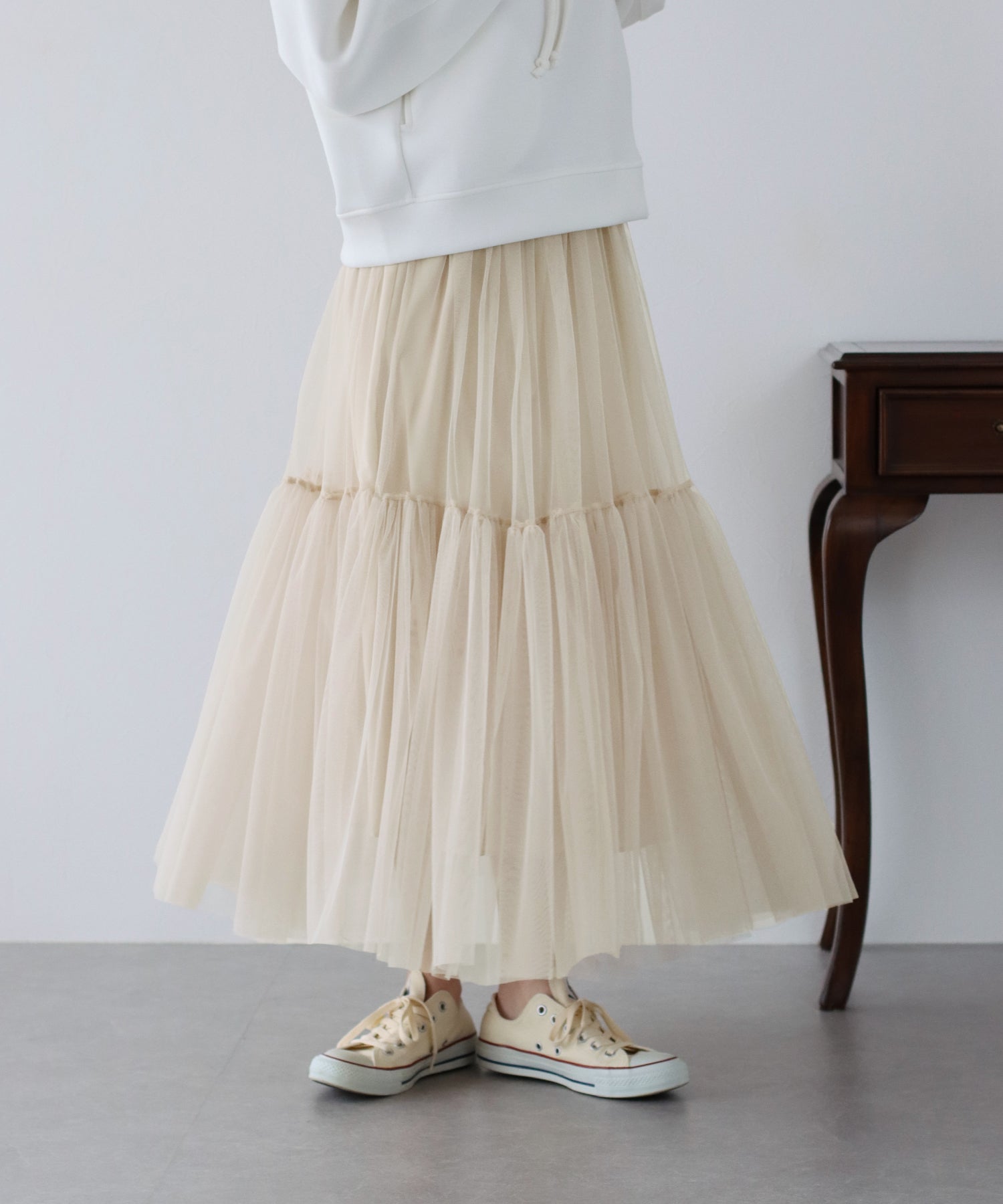 【SALE】チュールティアードスカート