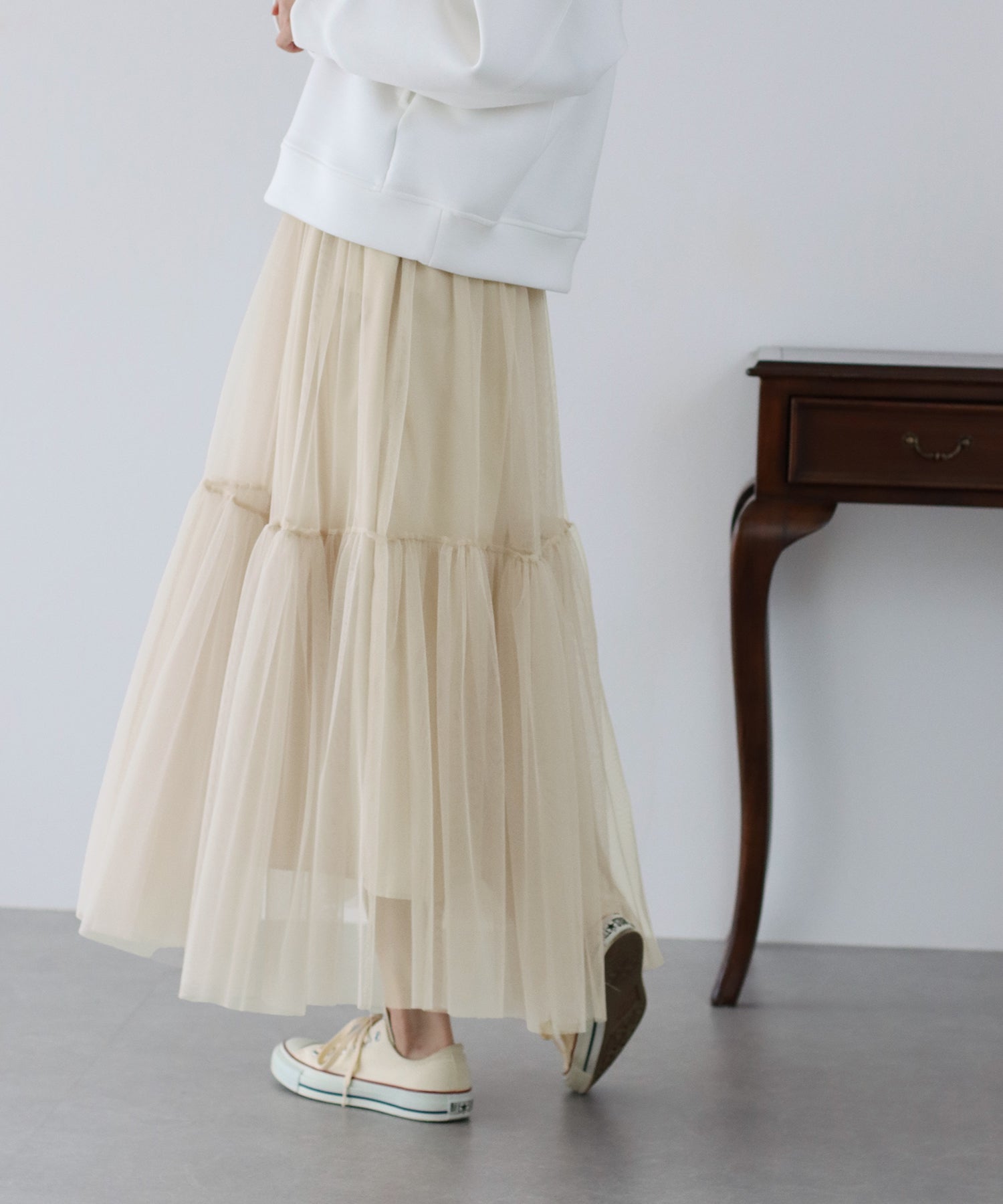 【SALE】チュールティアードスカート