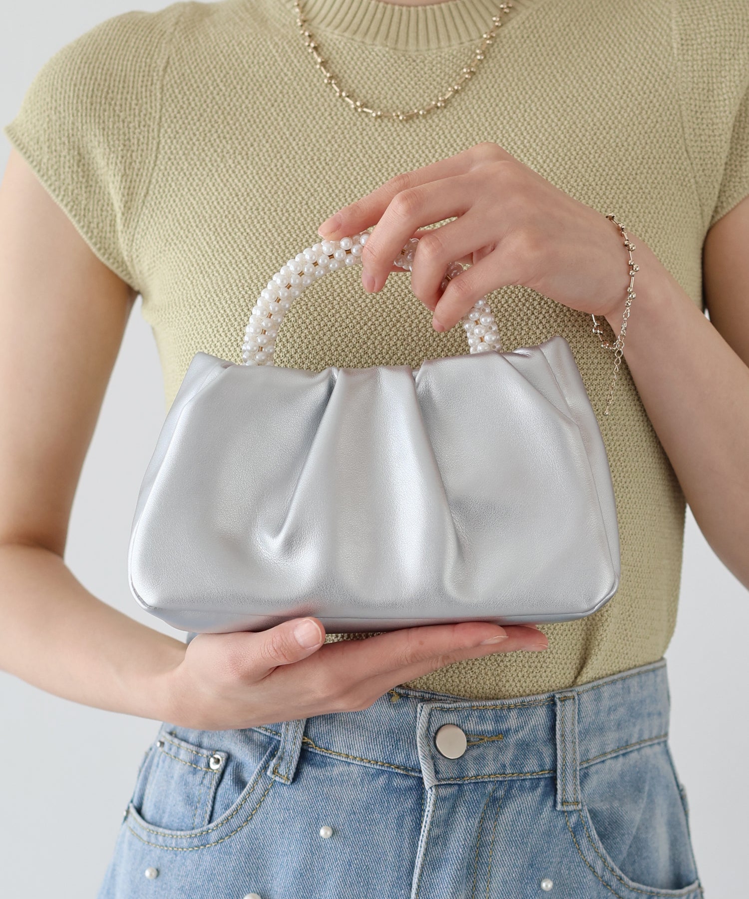 【SALE】パールハンドル2WAYミニバッグ