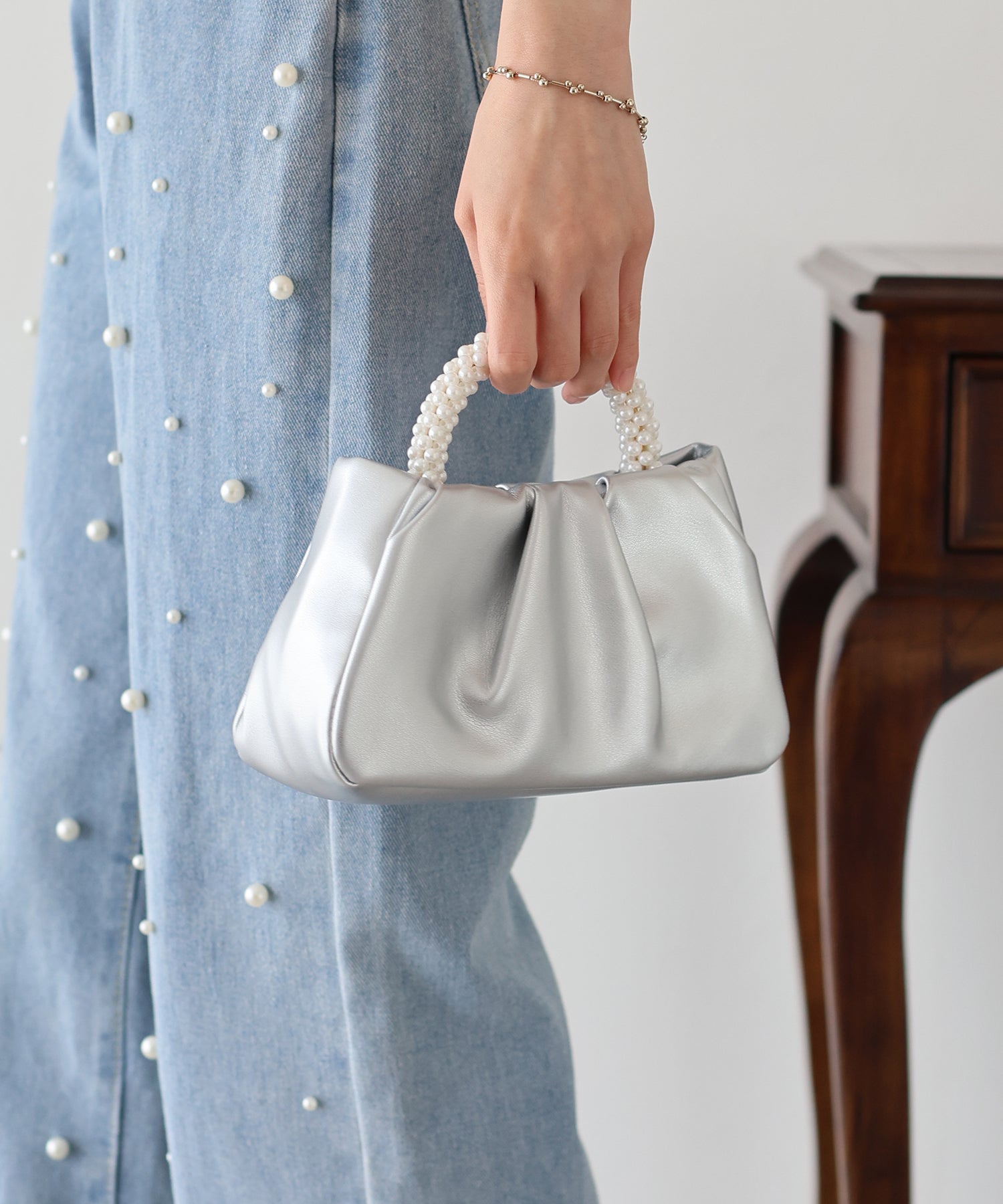 【SALE】パールハンドル2WAYミニバッグ