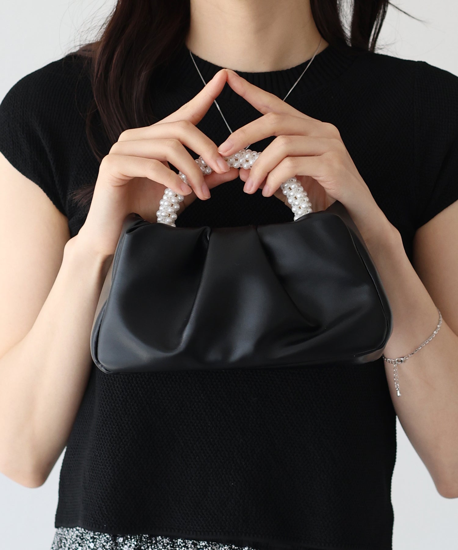 【SALE】パールハンドル2WAYミニバッグ