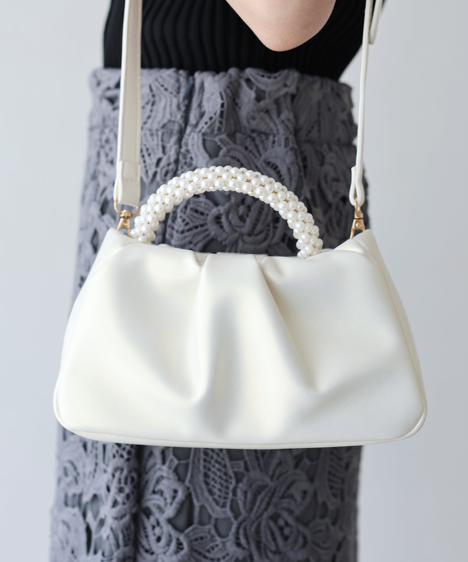 【SALE】パールハンドル2WAYミニバッグ