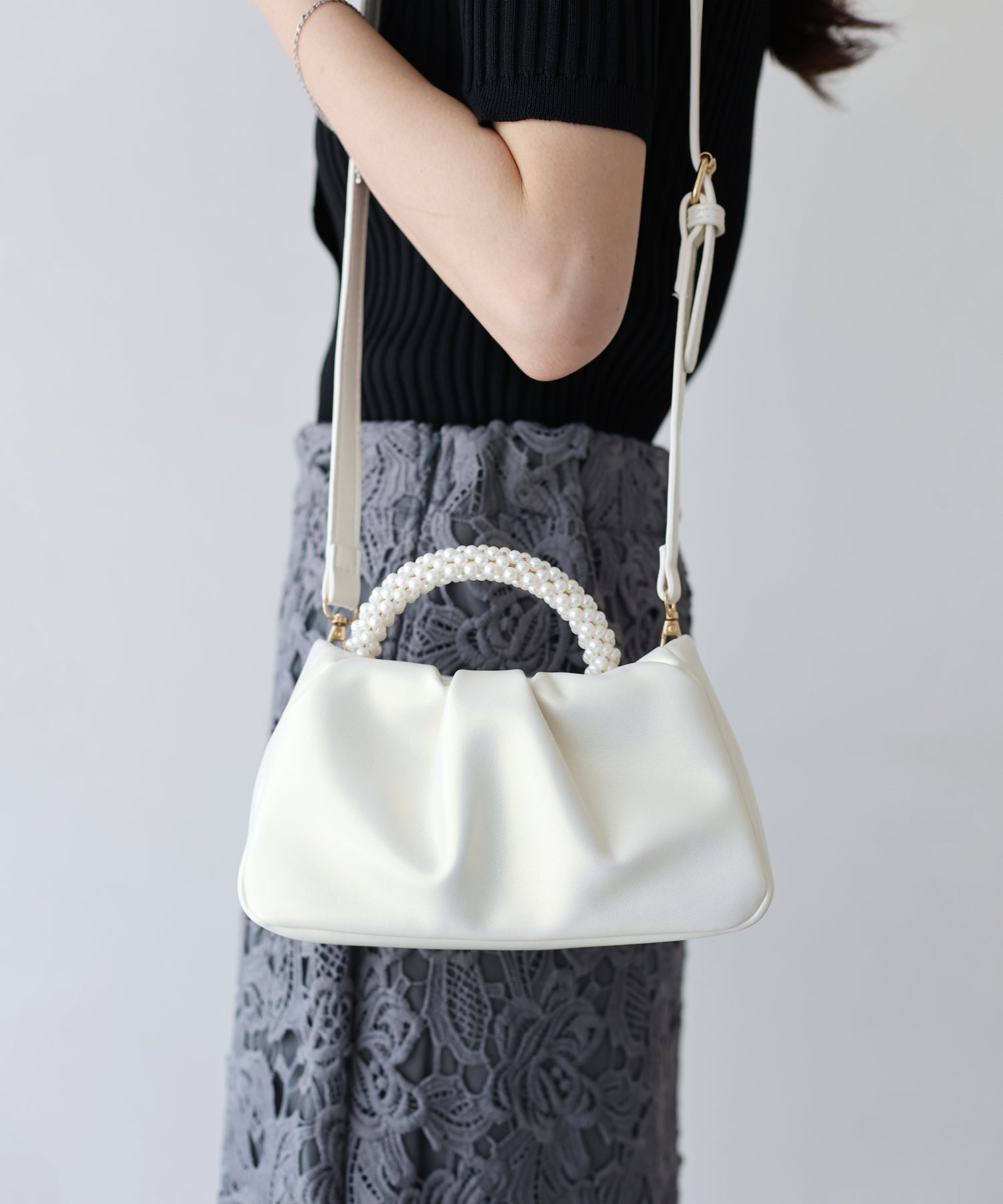 【SALE】パールハンドル2WAYミニバッグ