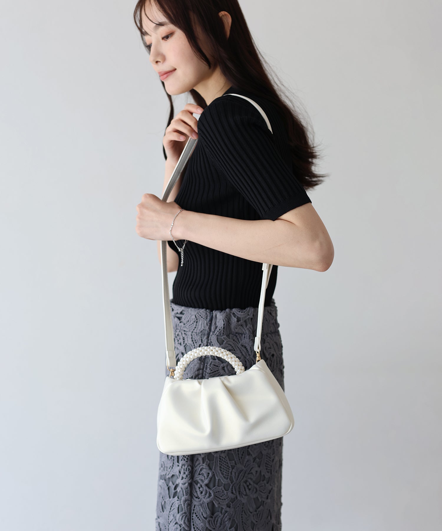 【SALE】パールハンドル2WAYミニバッグ