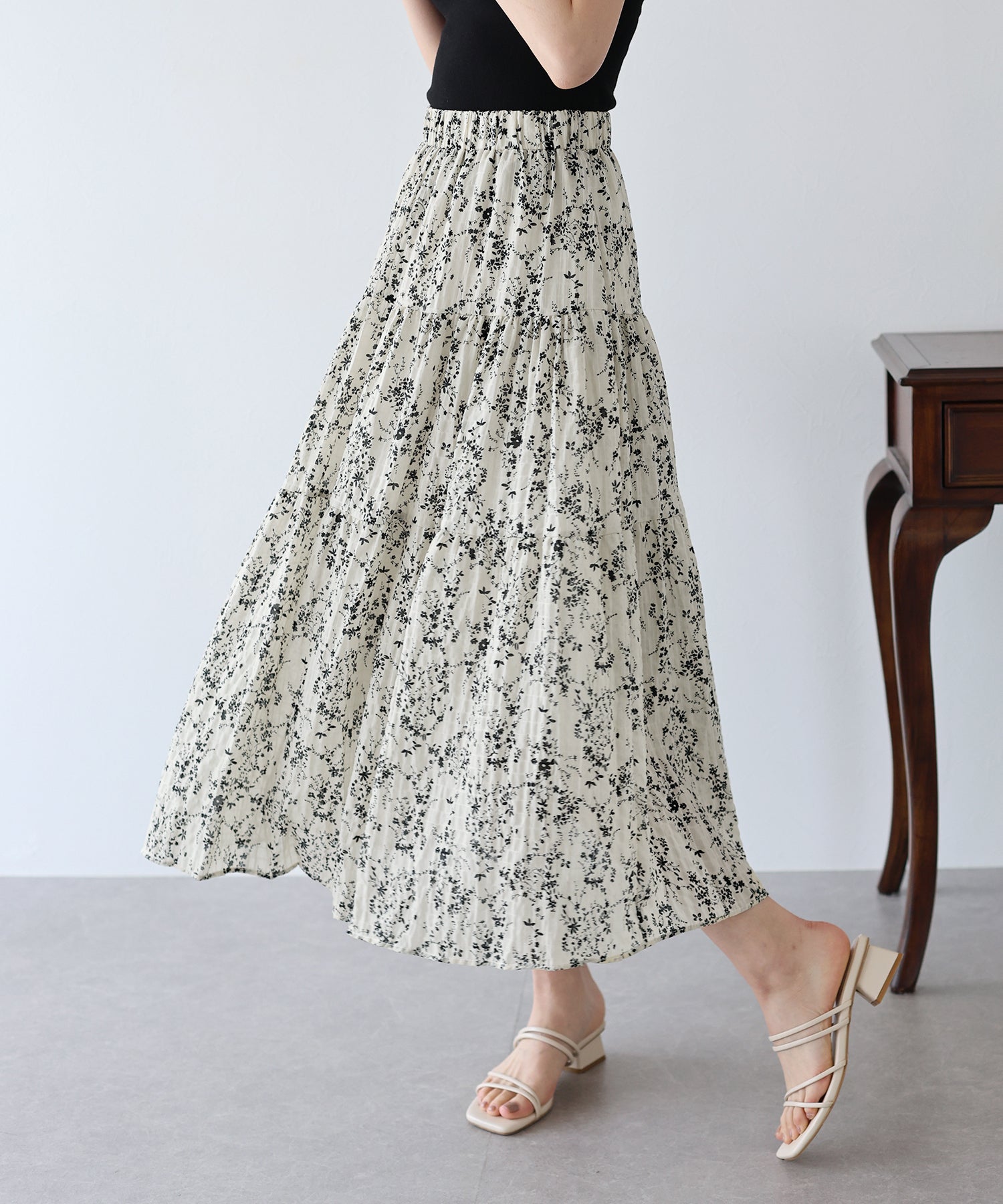 【SALE】アソートプリントティアードスカート