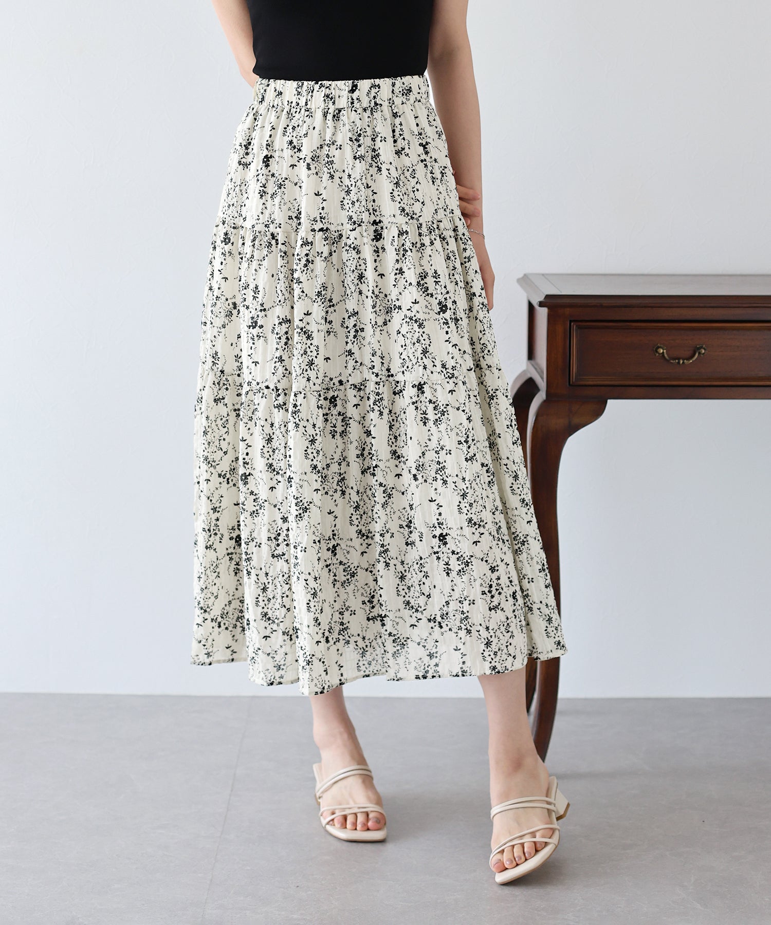 【SALE】アソートプリントティアードスカート