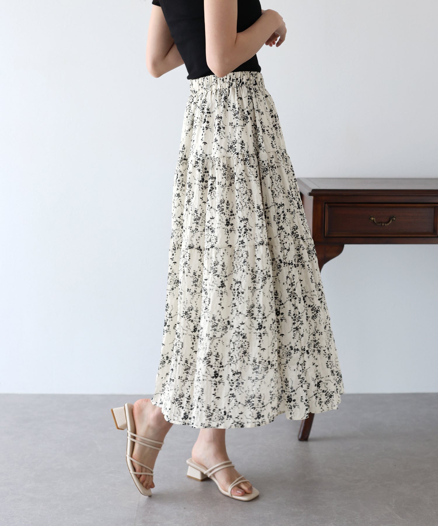 【SALE】アソートプリントティアードスカート