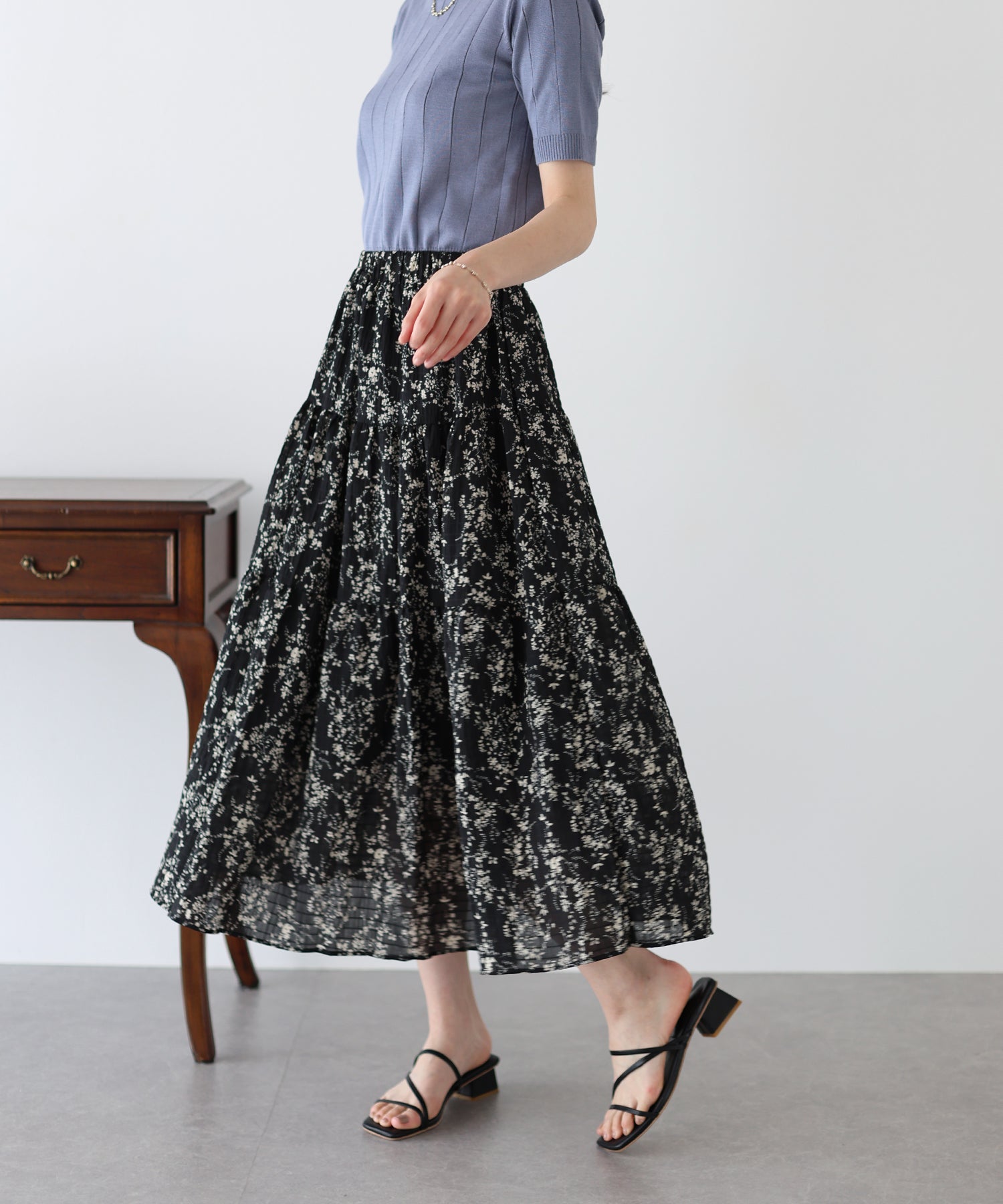 【SALE】アソートプリントティアードスカート