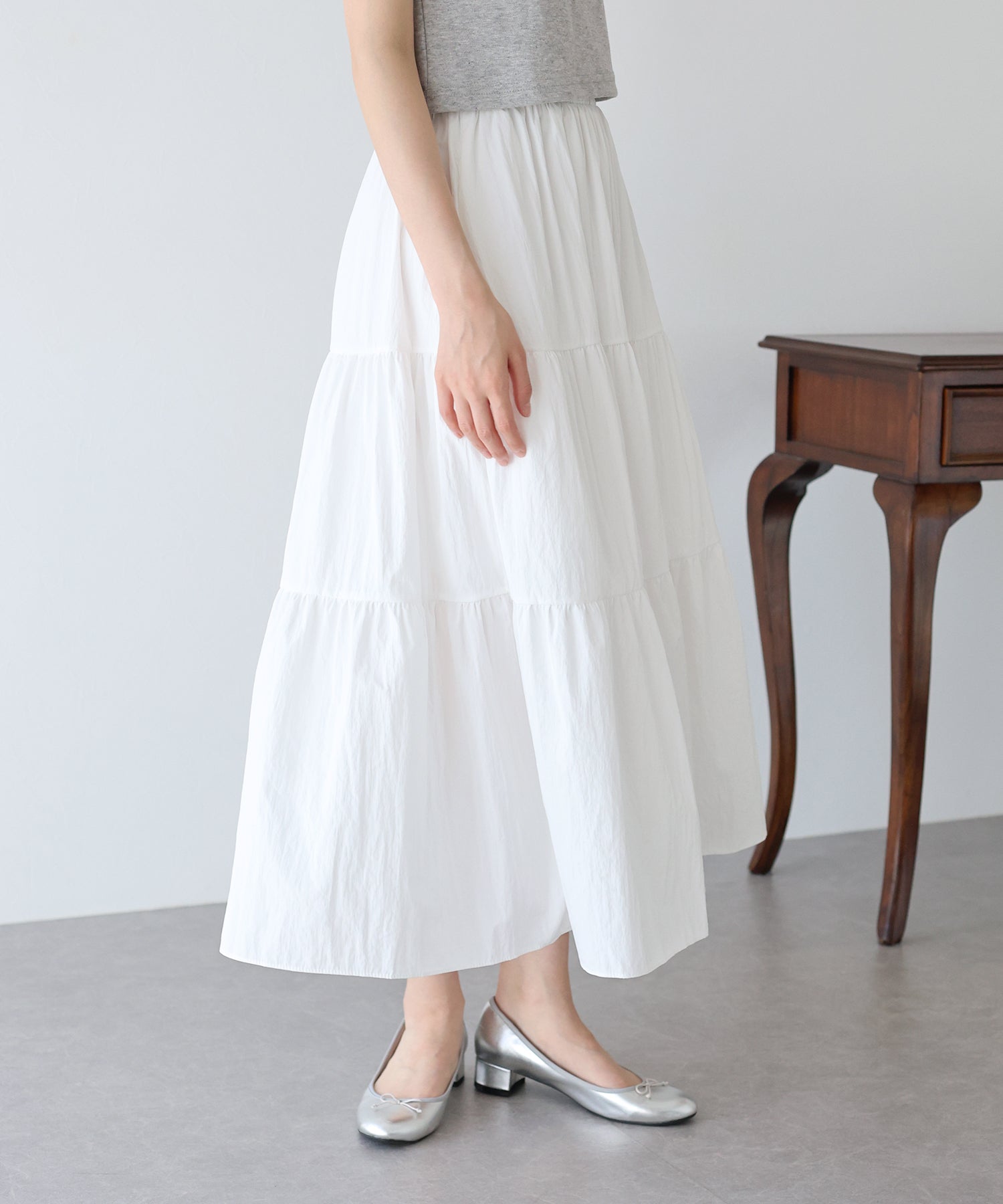 【SALE】ナイロンティアードスカート