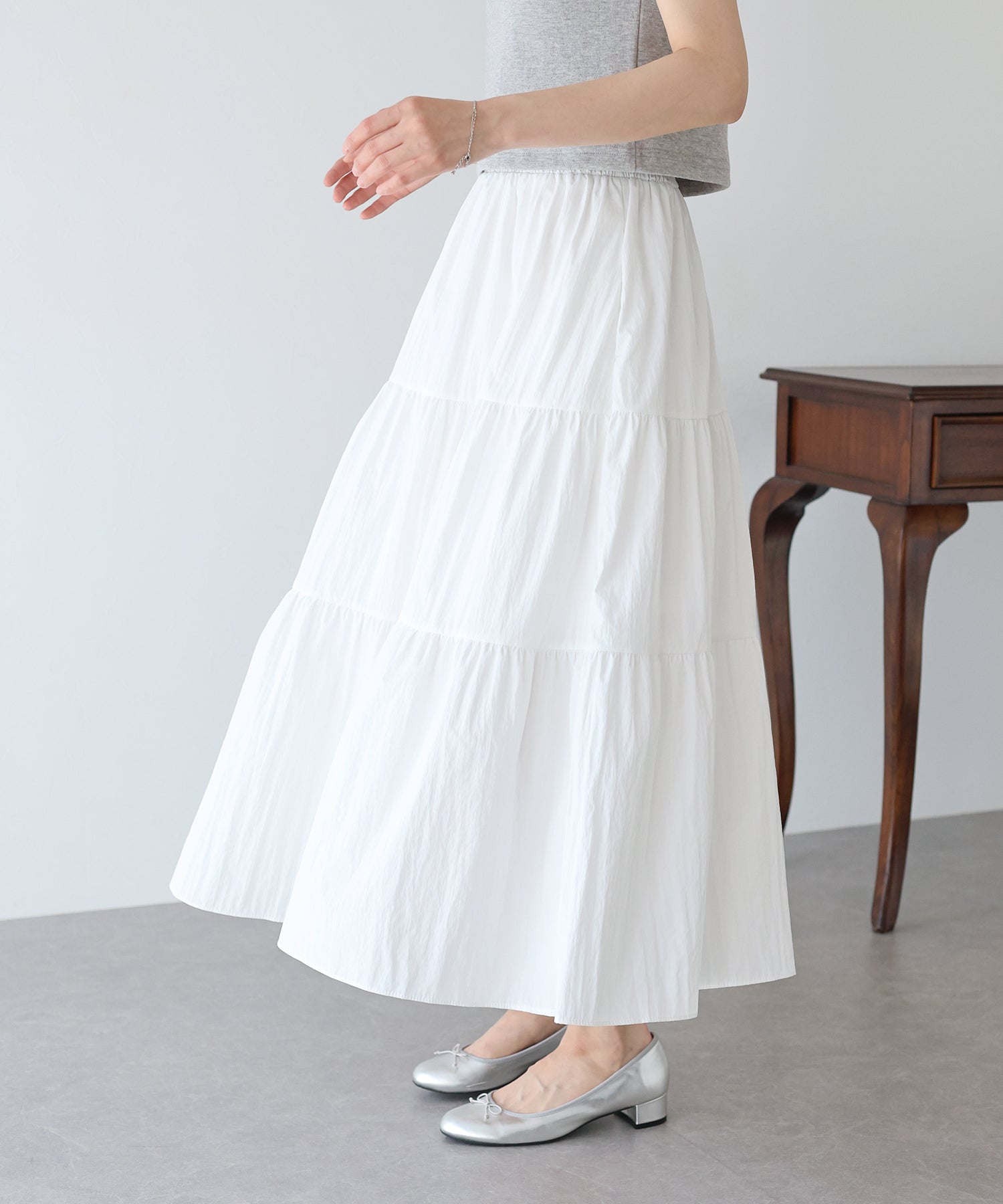 【SALE】ナイロンティアードスカート