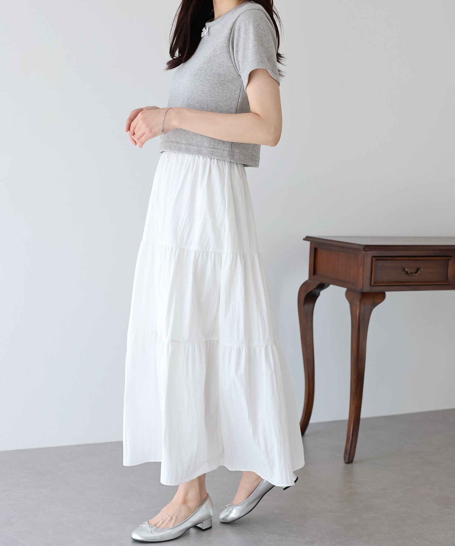 【SALE】ナイロンティアードスカート