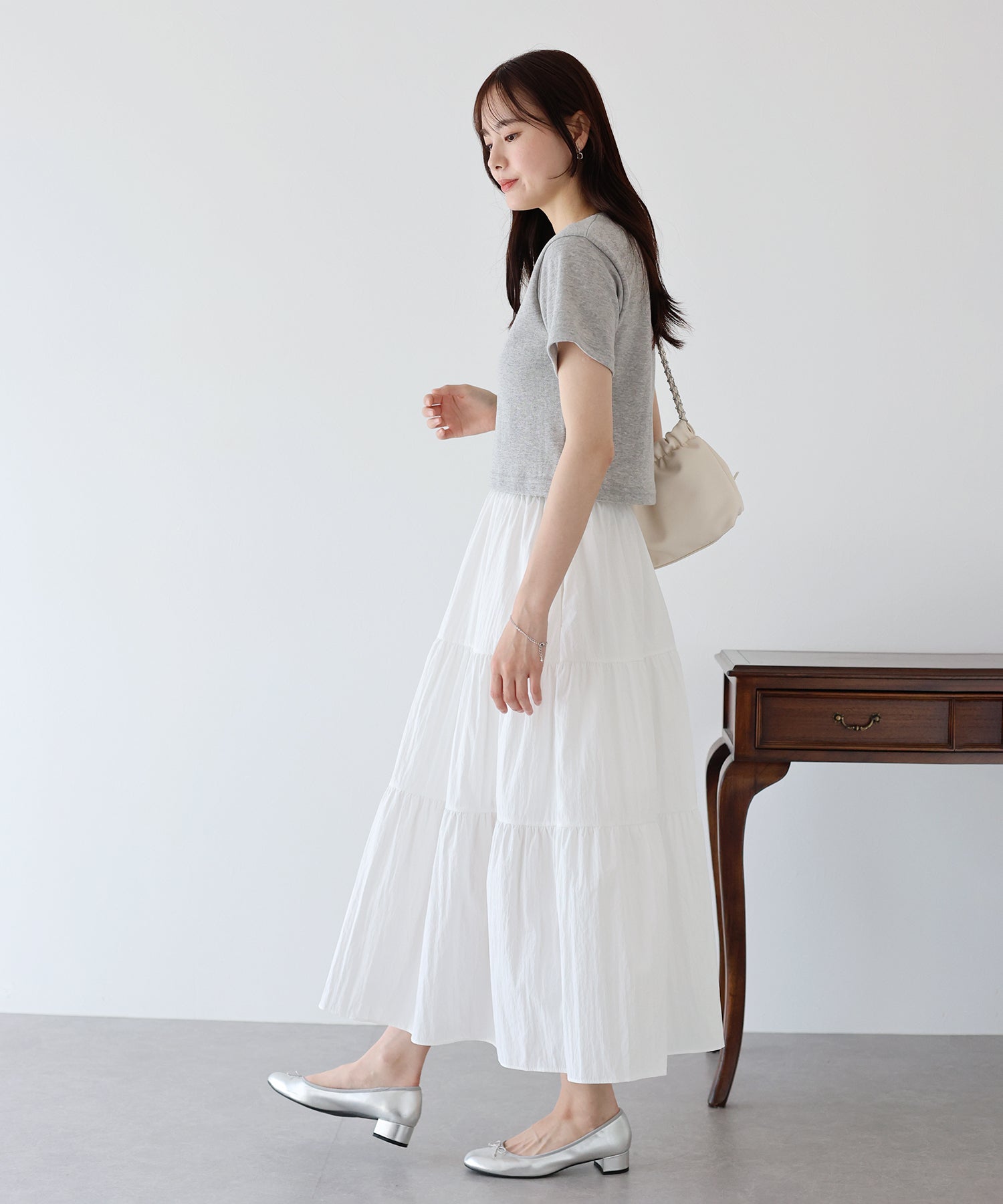 【SALE】ナイロンティアードスカート