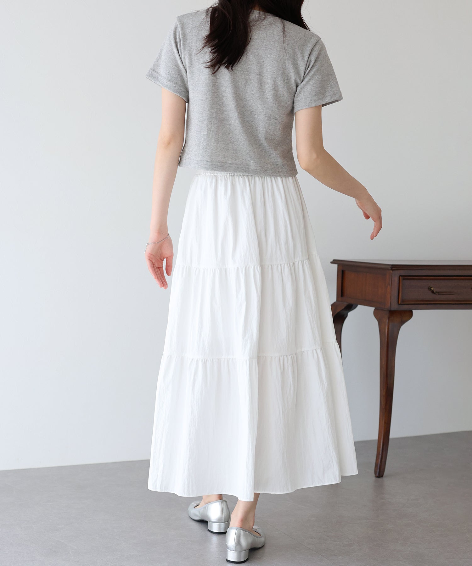 【SALE】ナイロンティアードスカート