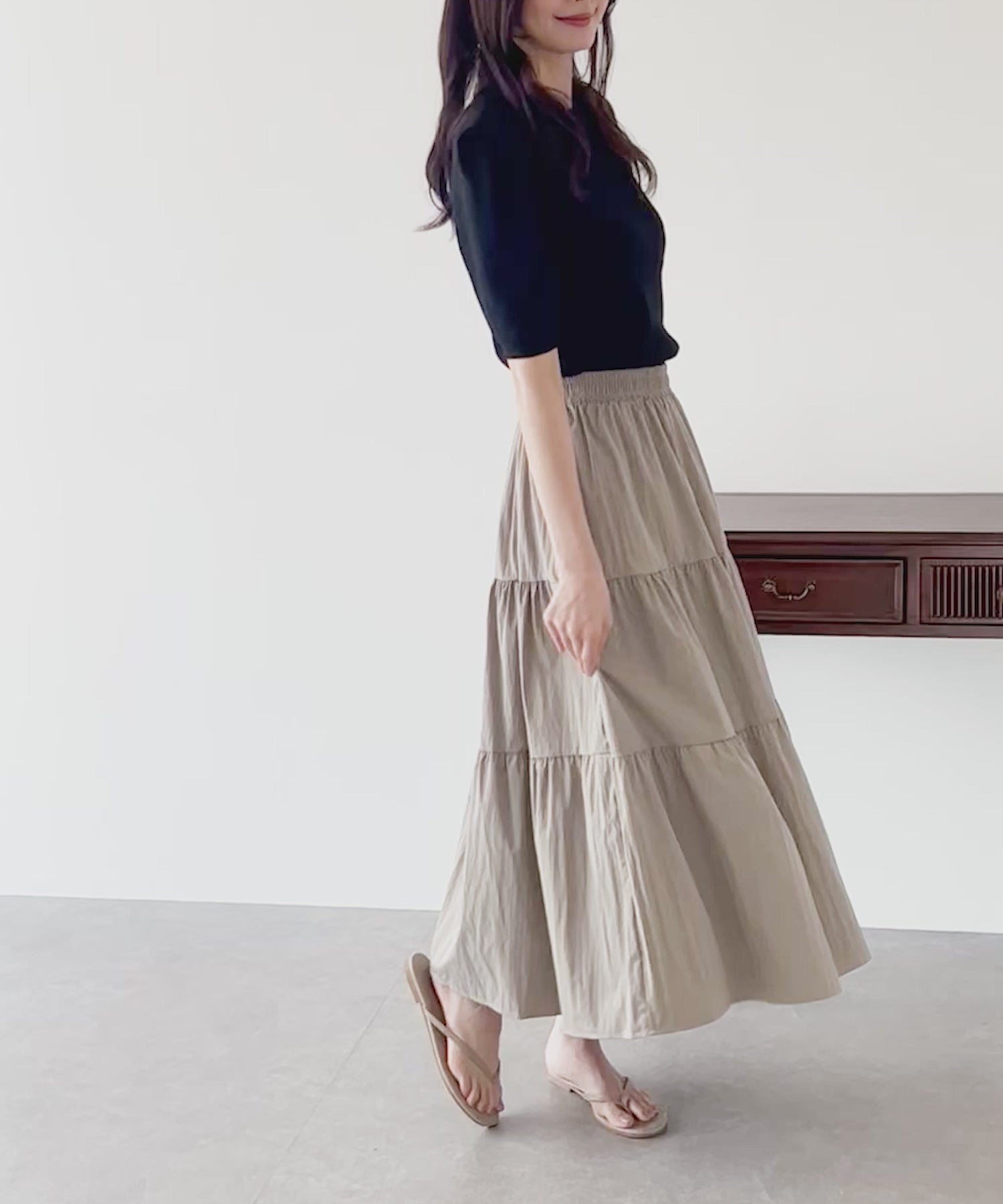 【SALE】ナイロンティアードスカート