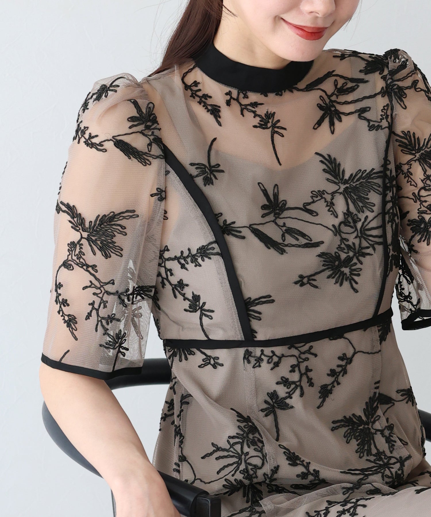 【TIME SALE】バイカラー刺繍レースパーティードレス