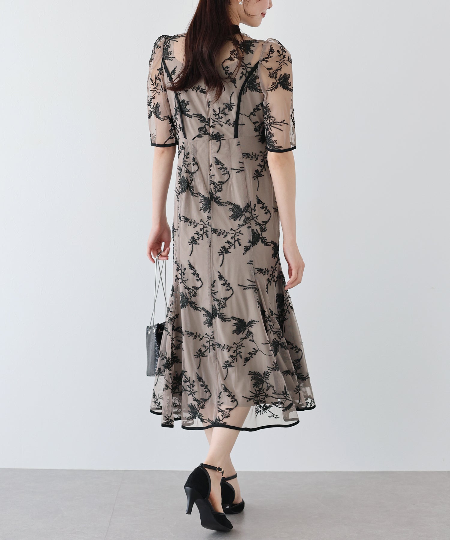 【TIME SALE】バイカラー刺繍レースパーティードレス