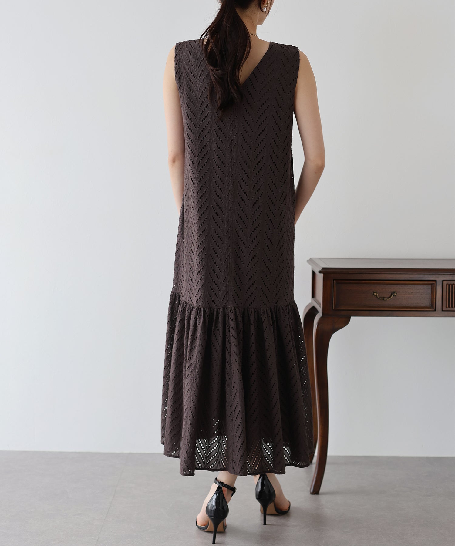 【SALE】コットンレースティアードワンピース