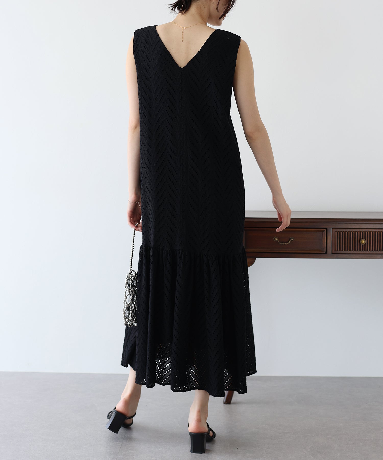 【SALE】コットンレースティアードワンピース